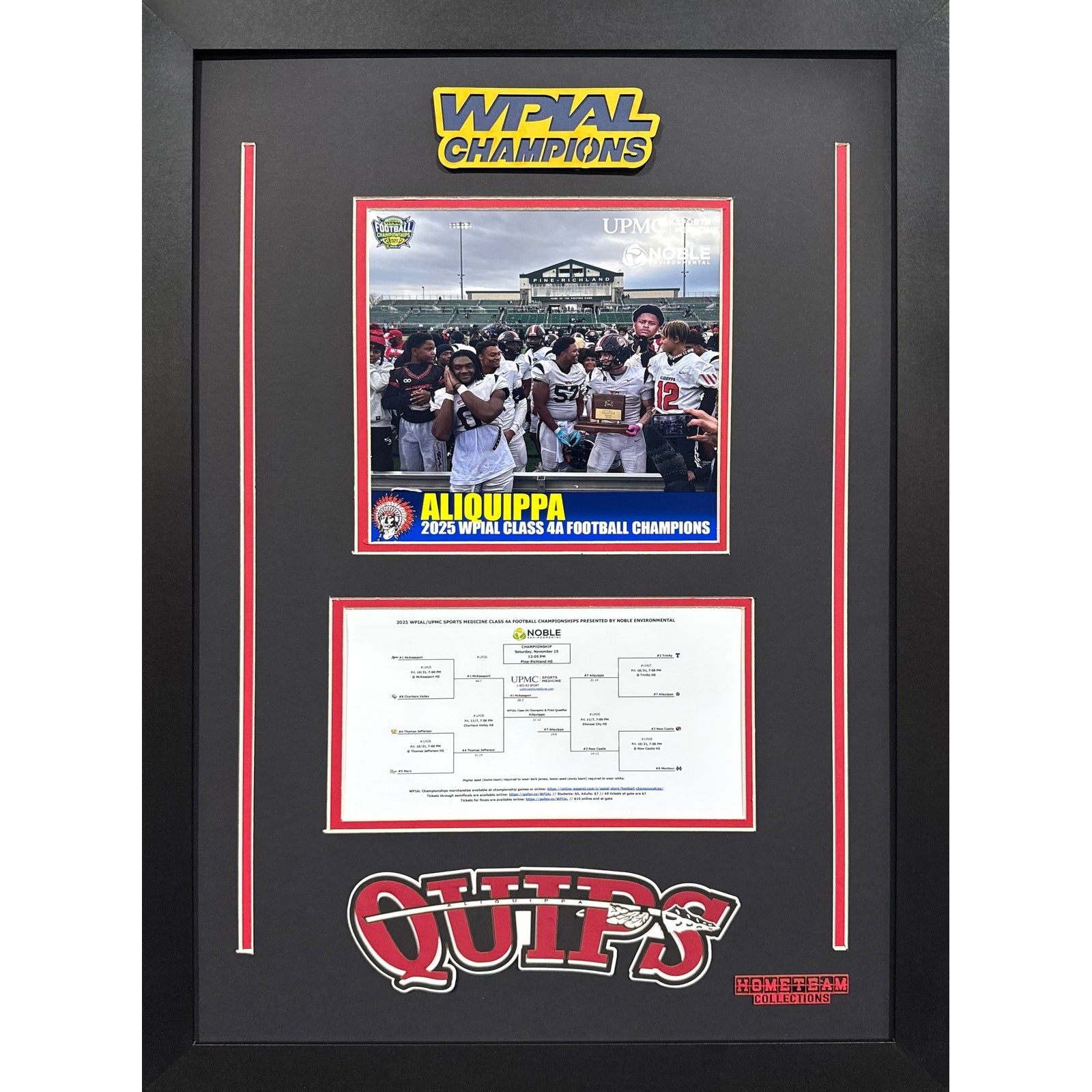 Aliquippa Quips Custom Frame 8x10 Photo 2025 Football 4A WPIAL CHAMPION Bracket Team Picture_ 1
