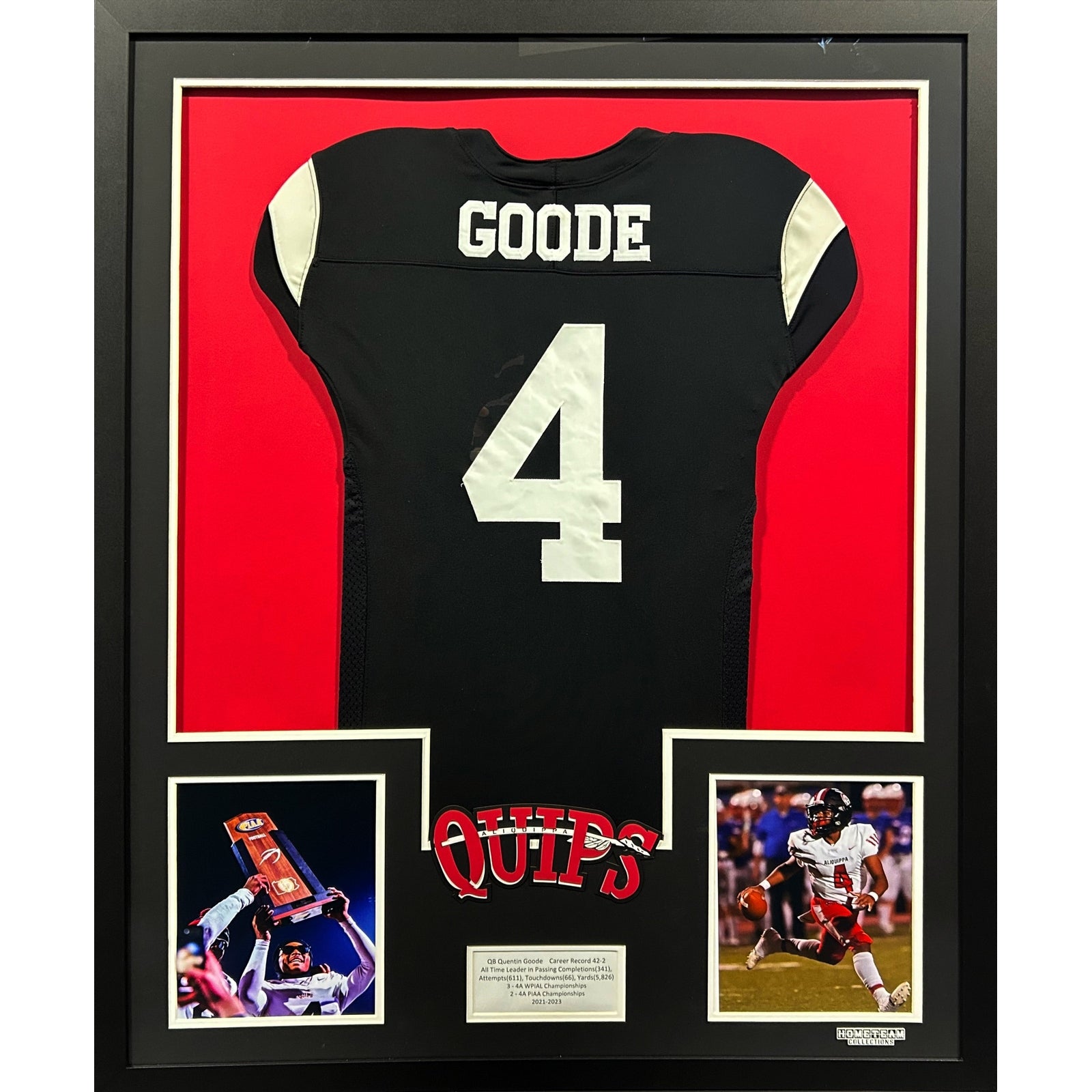 Aliquippa Quips Premier Large Framed Jersey with Dual Photos Displays_ 1