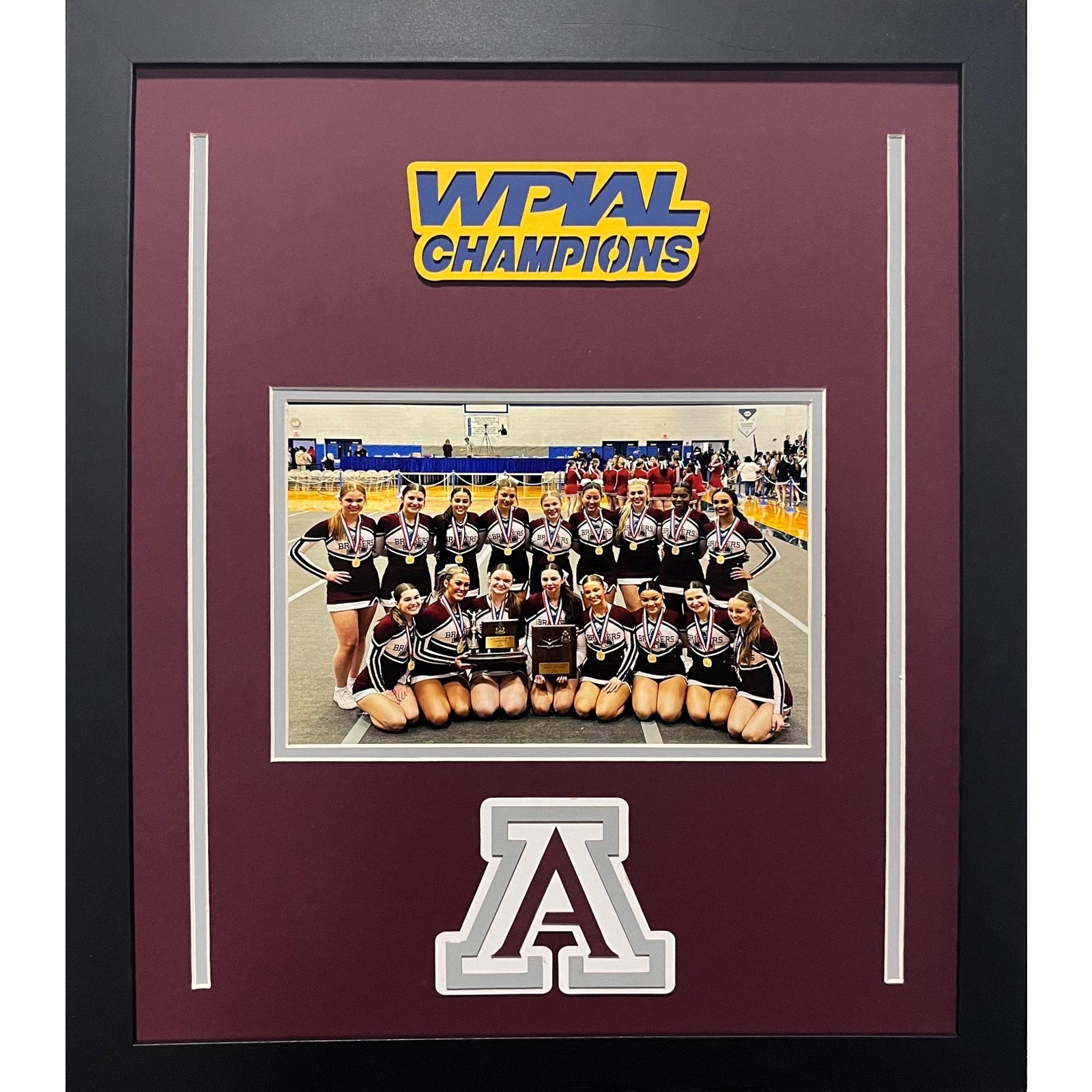 Ambridge Bridgers Custom School Frame 8x10 Photo 2025 Cheerleading WPIAL CHAMPIONs Team Picture_ 1