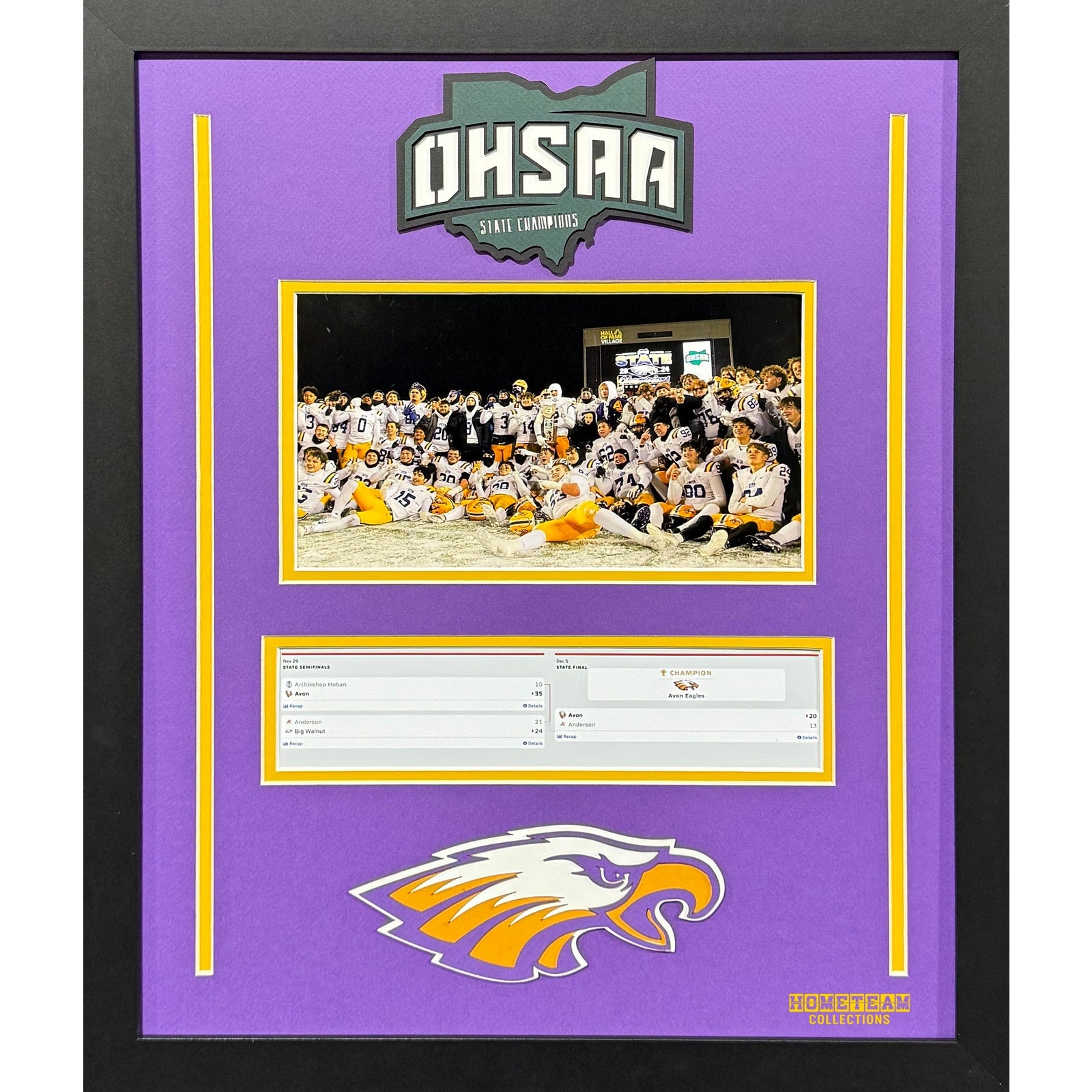 Avon Eagles Custom School Frame 8x10 Photo 2024 Football OHSAA State Champions w Bracket_ 1