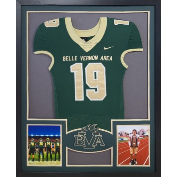 Belle Vernon Leopards Premier Large Framed Jersey with Dual Photo Displays_ 1