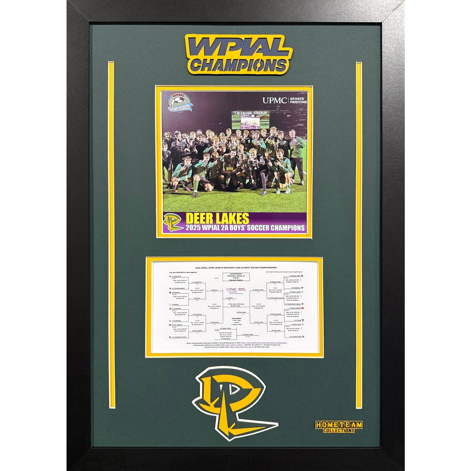 Deer Lakes Custom Frame 8x10 Photo 2025 Boys Soccer 2A WPIAL CHAMPION Bracket Team Picture_ 1