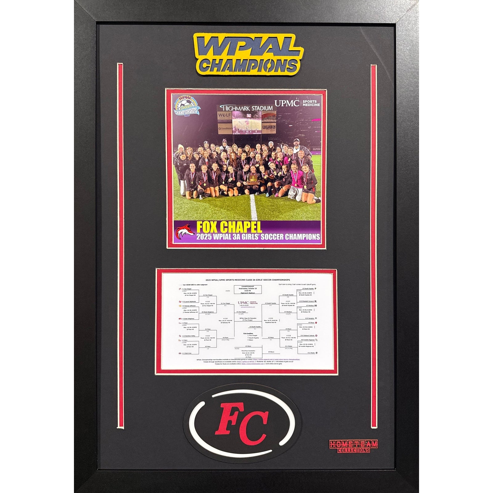 Fox Chapel Custom Frame 8x10 Photo 2025 Girls Soccer 3A WPIAL CHAMPION Bracket Team Picture_ 1