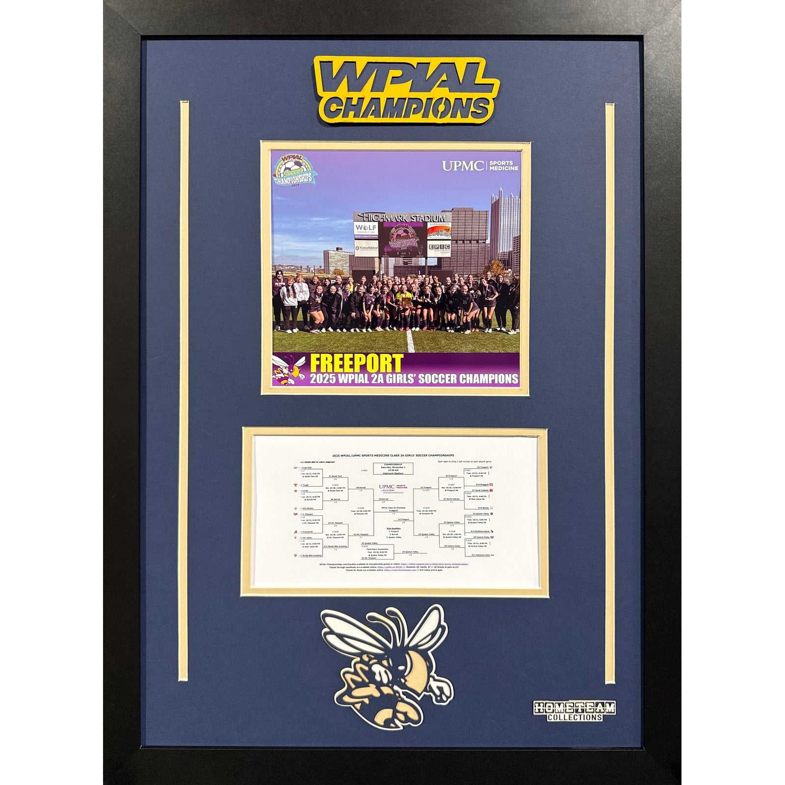 Freeport Custom Frame 8x10 Photo 2025 Girls Soccer 2A WPIAL CHAMPION Bracket Team Picture_ 1