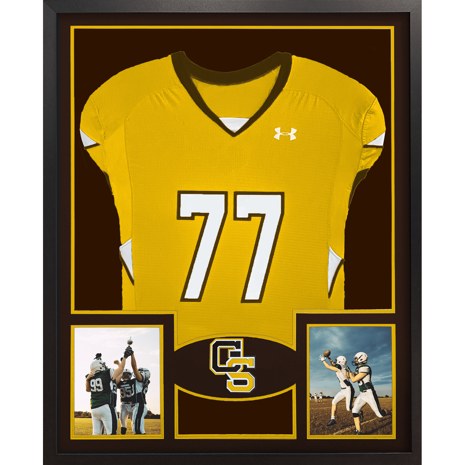 Greensburg Salem Golden Lions Premier Large Framed Jersey with Dual Photo Displays_ 1