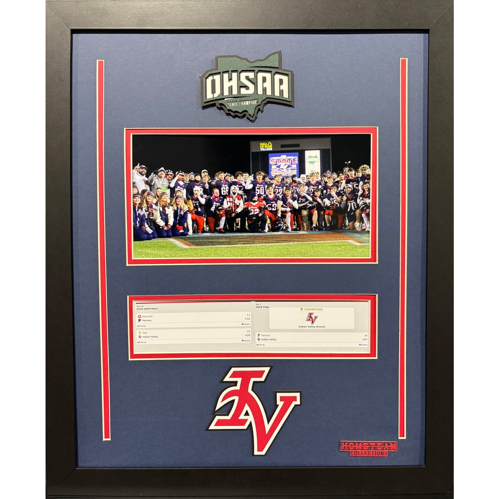 Indian Valley Custom School Frame 8x10 Photo 2024 Football OHSAA State Champions w Bracket_ 1