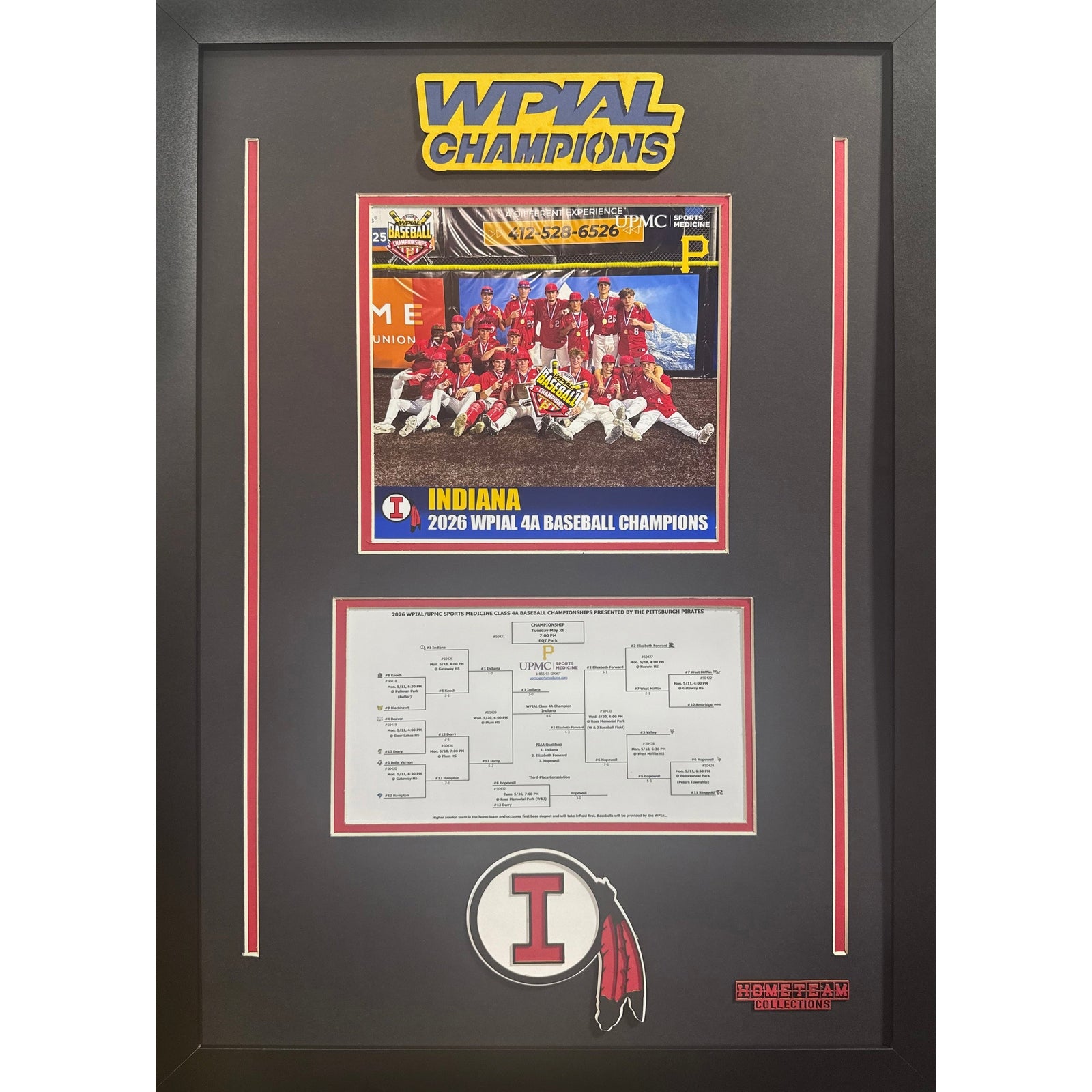 Indiana Area Custom Frame 8x10 Photo 2026 Boys Baseball 4A WPIAL CHAMPION Bracket Team Picture_ 1