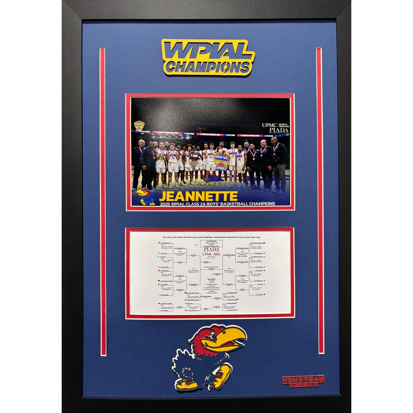 Jeannette Jayhawks Custom School Frame 8x10 Photo 2025 Boys Basketball WPIAL CHAMPION Bracket Team Picture_ 1