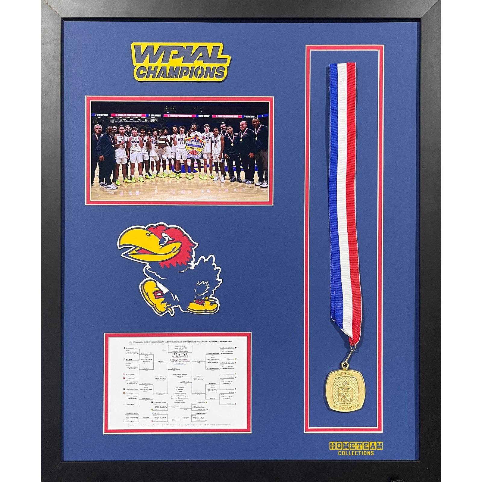 Jeannette Jayhawks Custom School Frame Photo Medal Bracket 2025 Boys Basketball WPIAL CHAMPION Team Picture_ 1