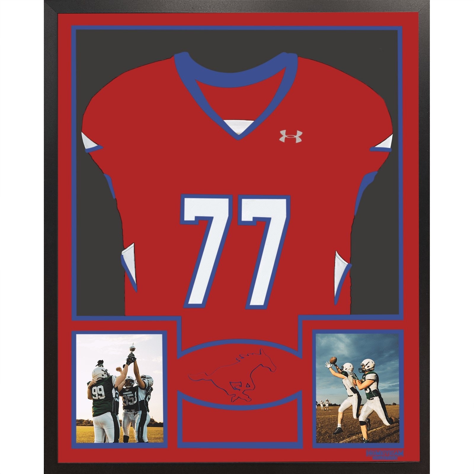 Laurel Highlands Mustangs Premier Large Framed Jersey with Dual Photo Displays_ 1
