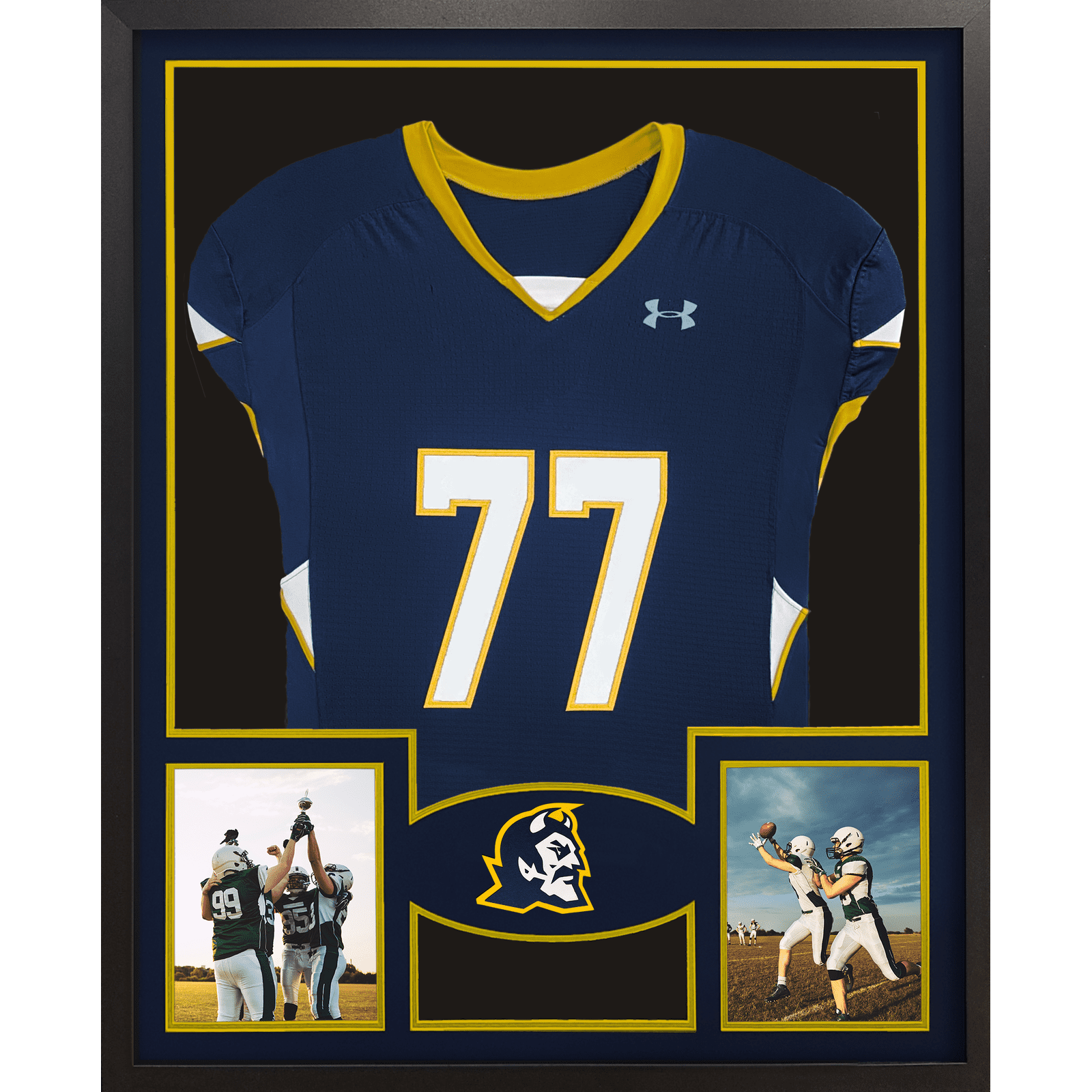 Mount Lebanon Blue Devils Premier Large Framed Jersey with Dual Photo Displays_ 1