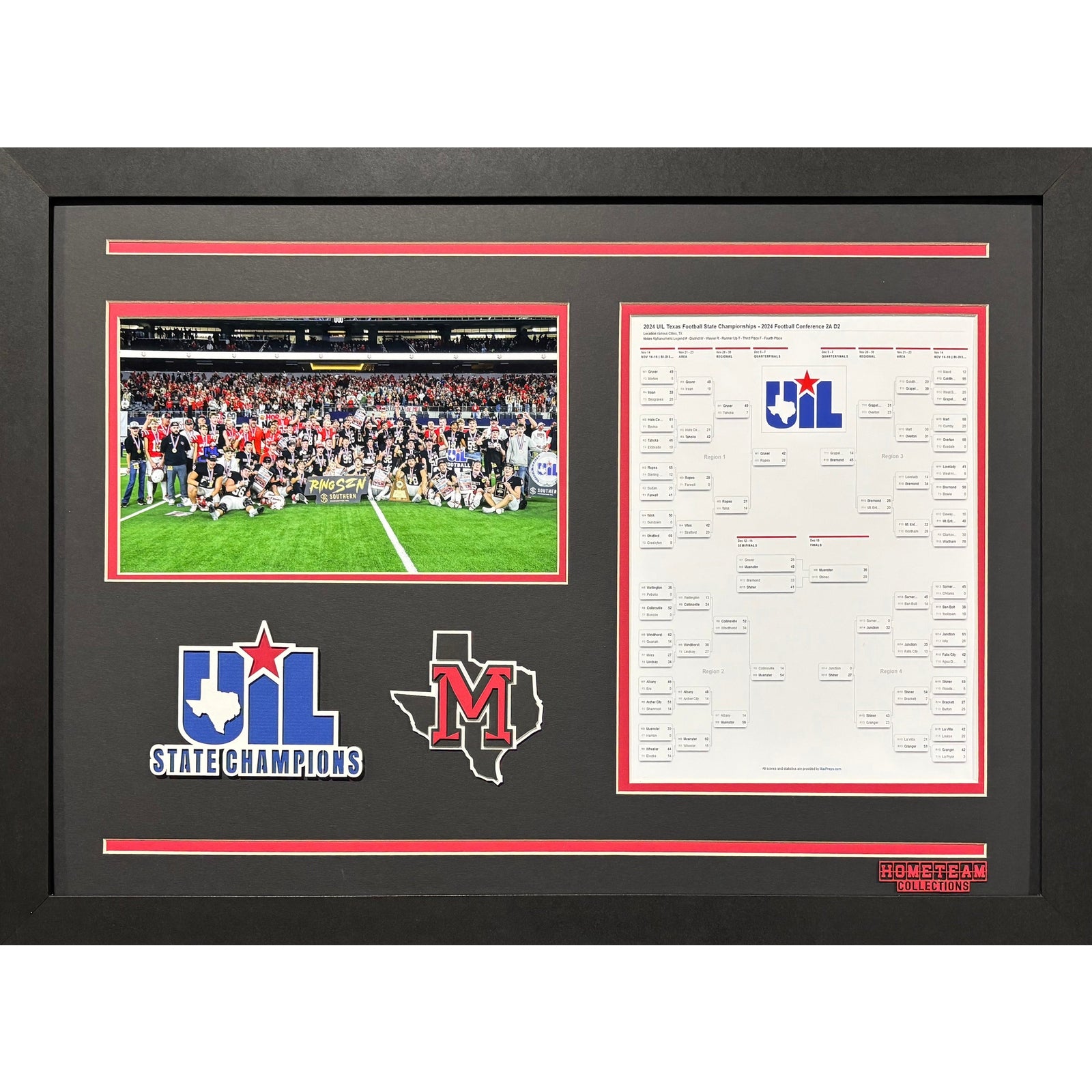 Muenster Hornets Texas State Championships UIL Custom School Frame Photo 2024 Football State Champions w Bracket_ 1