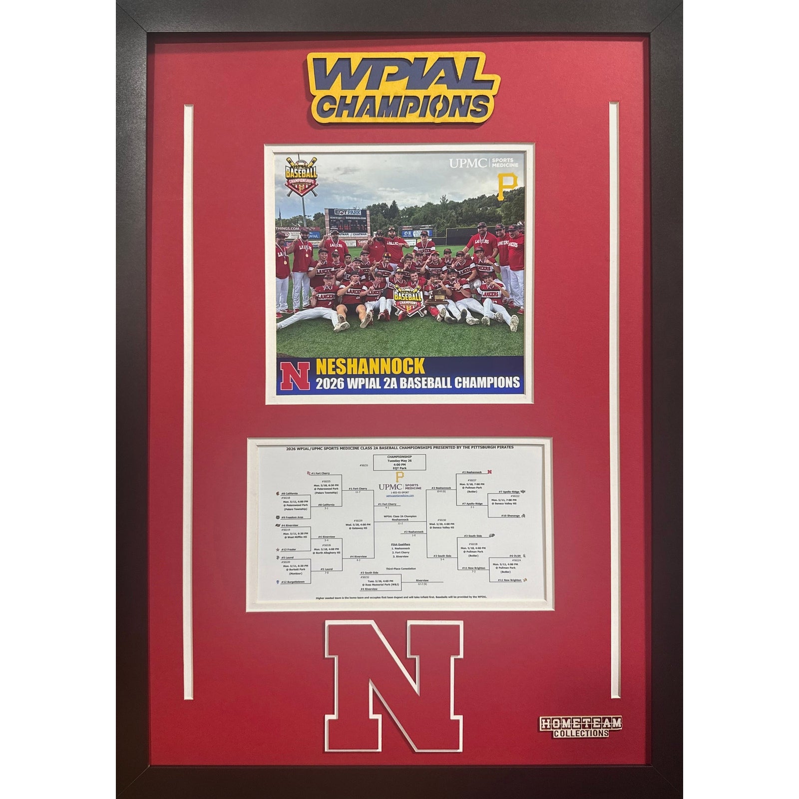 NESHANNOCK Custom Frame 8x10 Photo 2026 Boys Baseball 2A WPIAL CHAMPION Bracket Team Picture_ 1