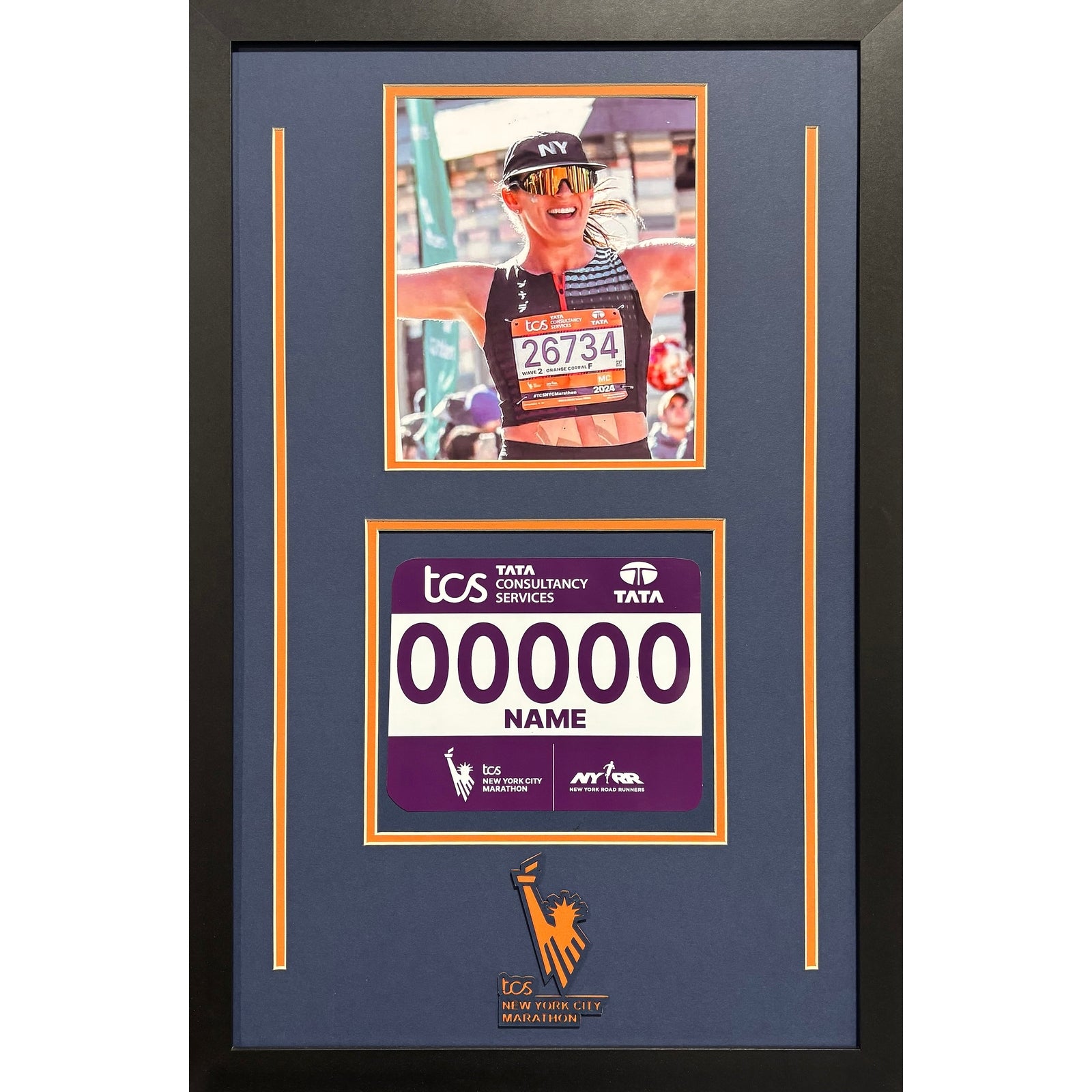NYC Marathon Custom 8x10 Portrait & Bib Frame w Laser Logo PM5_ 1