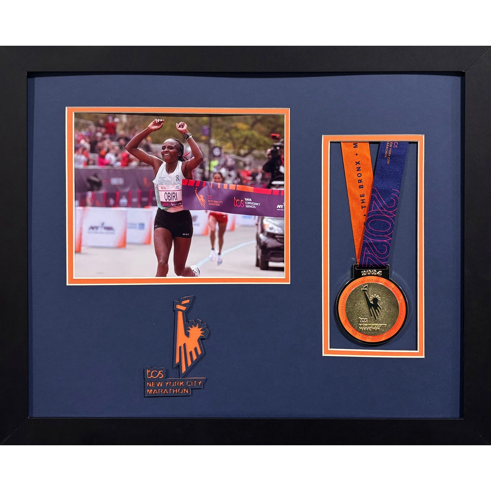 NYC Marathon Custom Frame Landscape 8x10 Picture & Medal w Laser Logo PM8_ 1
