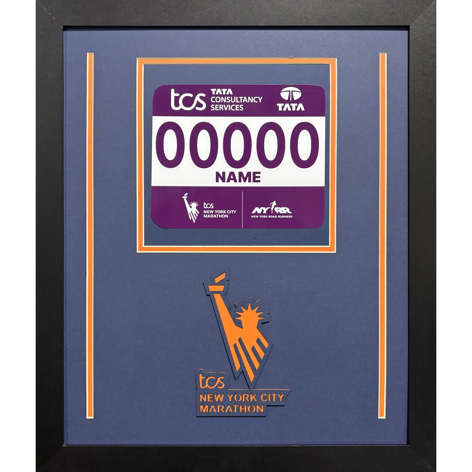 NYC New York City Marathon Custom Bib Frame w Laser Logo PM2_ 1