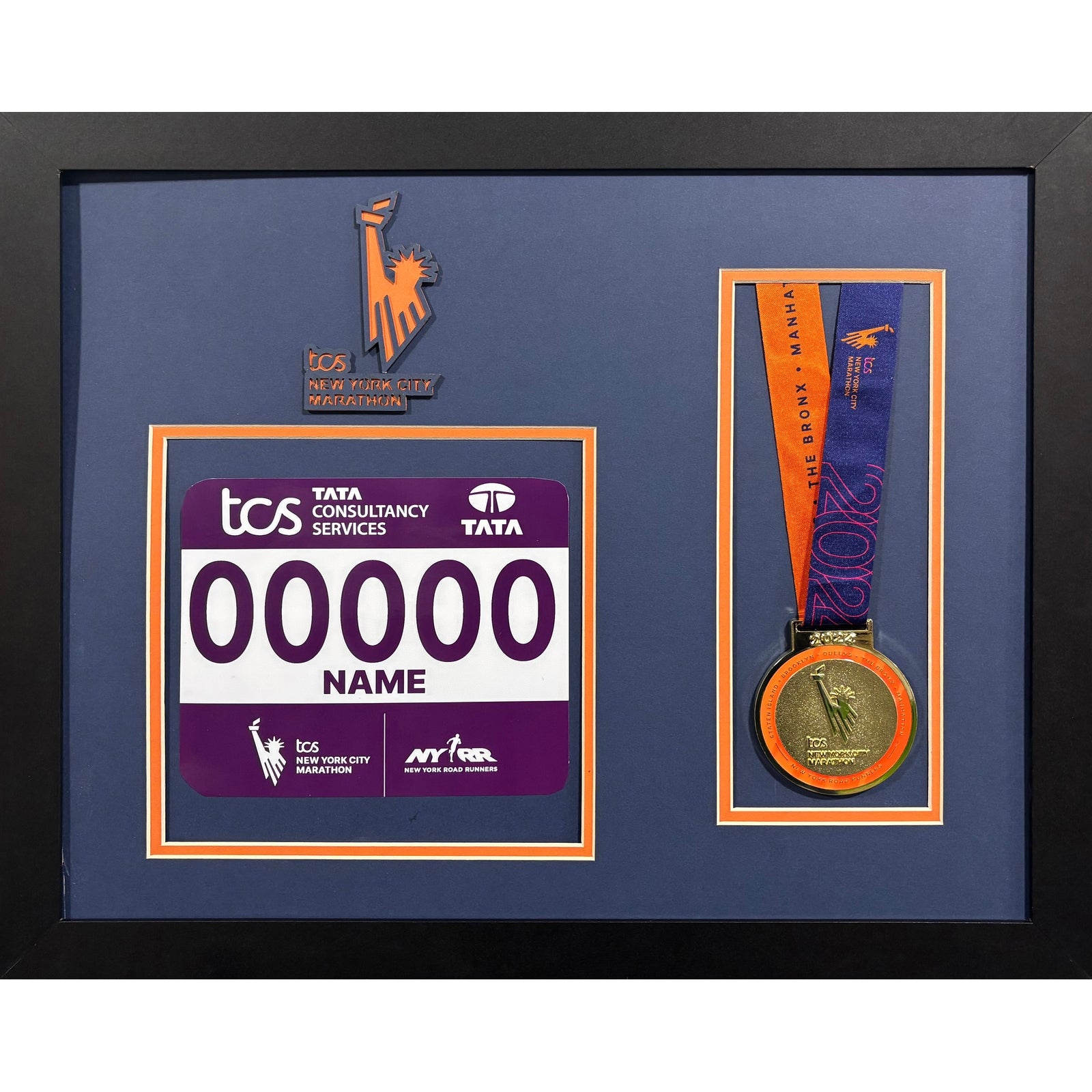 NYC New York City Marathon Custom Bib & Medal Frame w Logo PM3_ 1