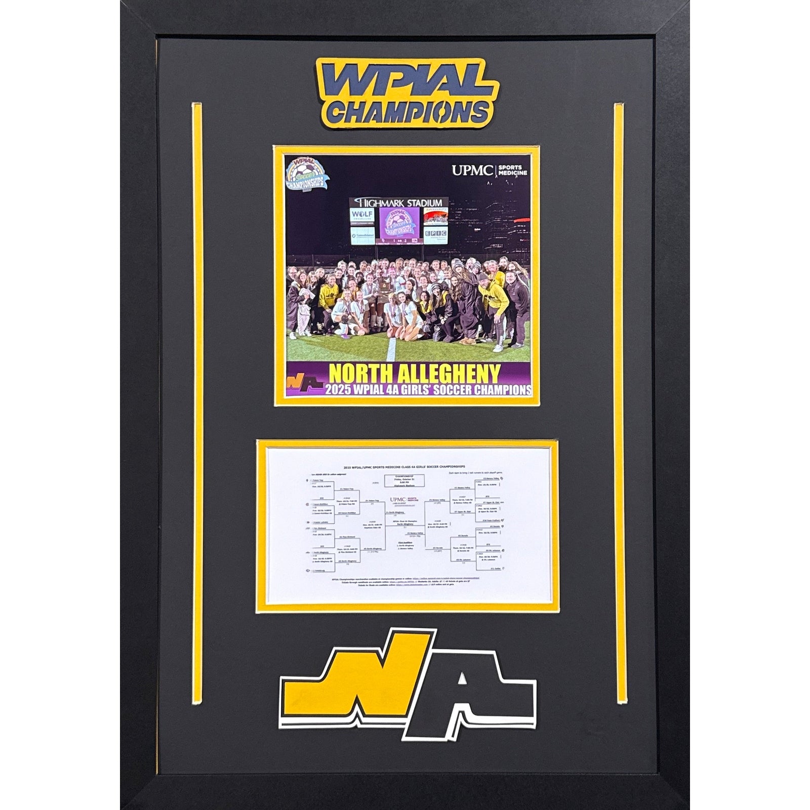 North Allegheny Custom Frame 8x10 Photo 2025 Girls Soccer 4A WPIAL CHAMPION Bracket Team Picture_ 1