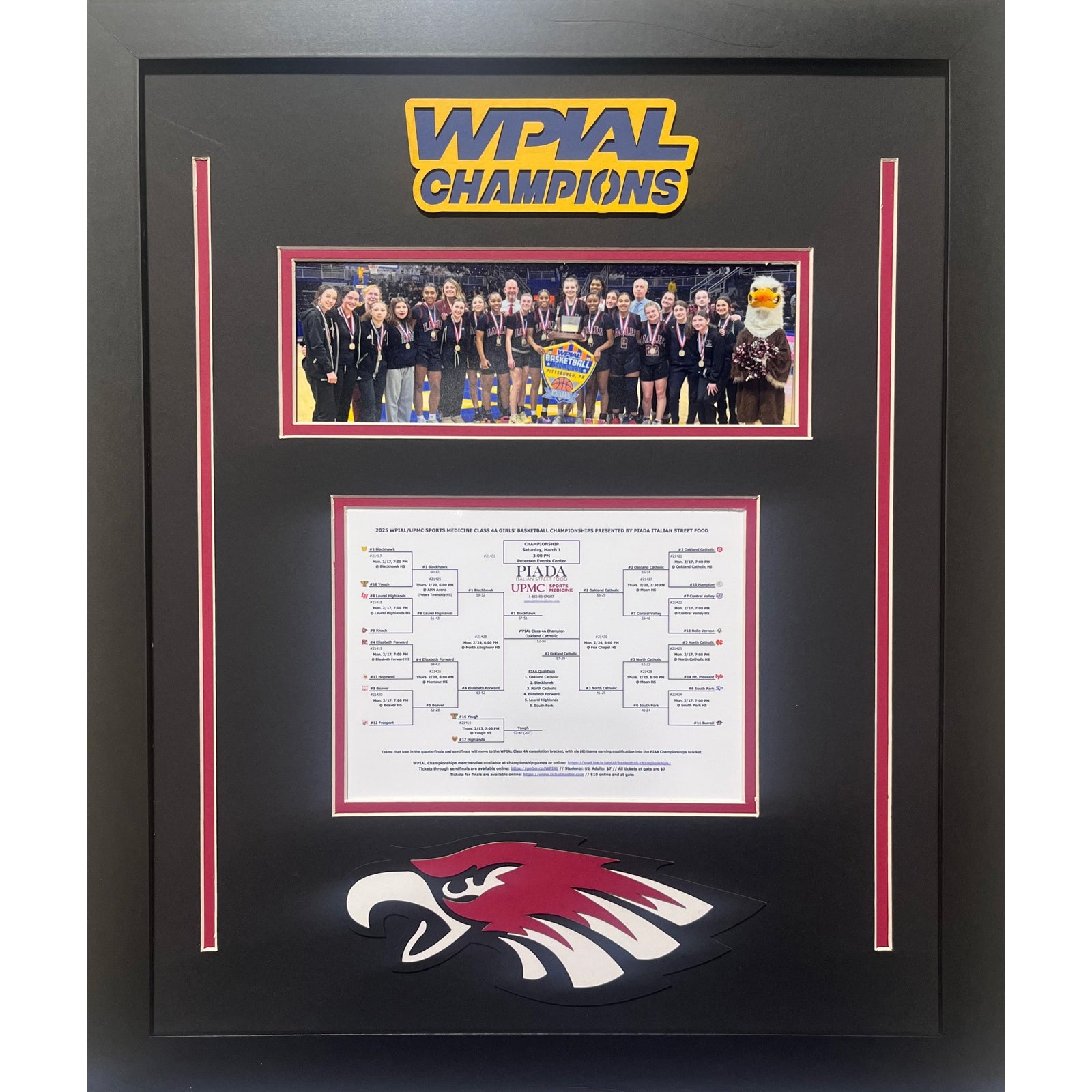 Oakland Catholic Custom School Frame 8x10 Photo 2025 Girls Basketball WPIAL CHAMPION Bracket Team Picture_ 1