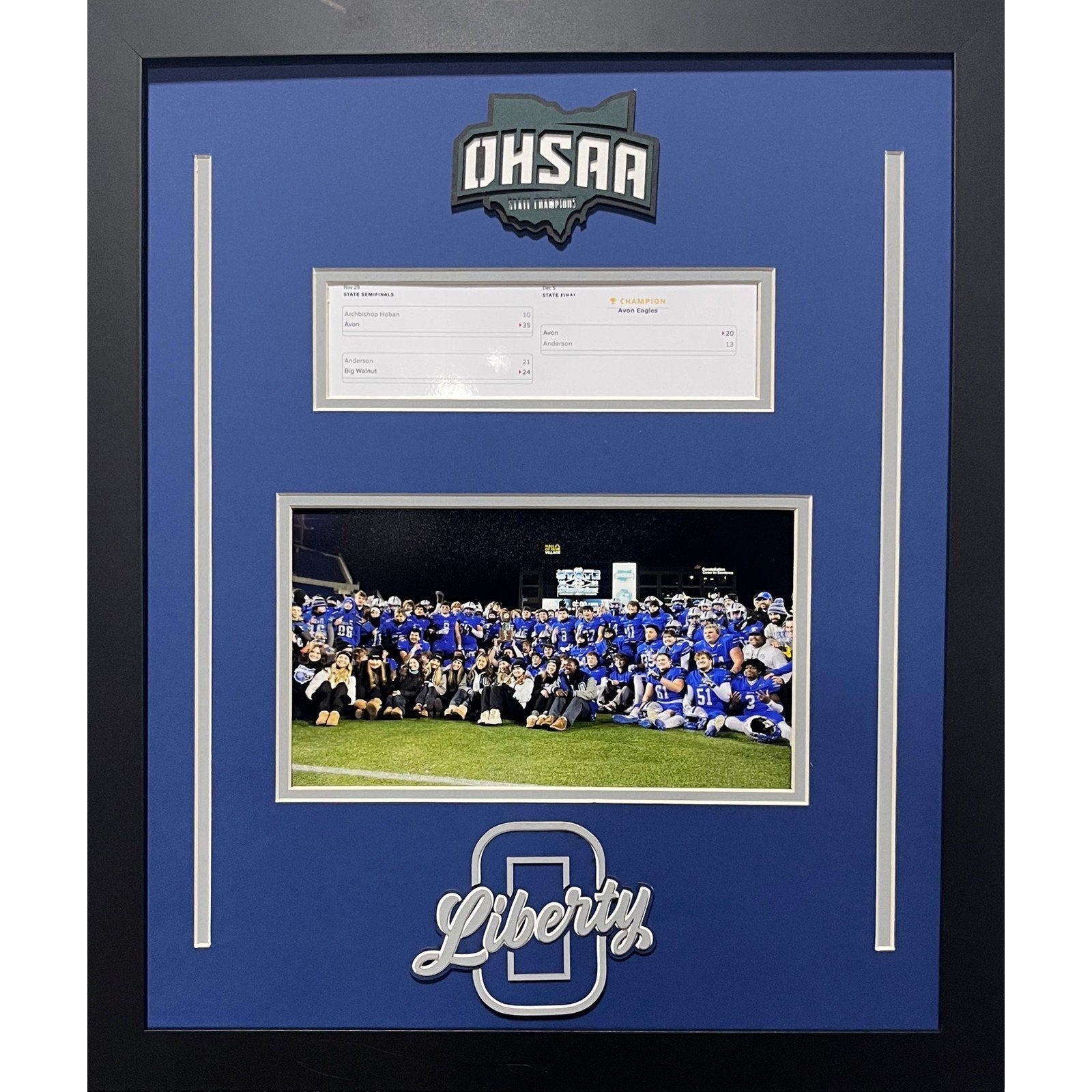 Olentangy Liberty Custom School Frame 8x10 Photo 2024 Football OHSAA State Champions w Bracket_ 1
