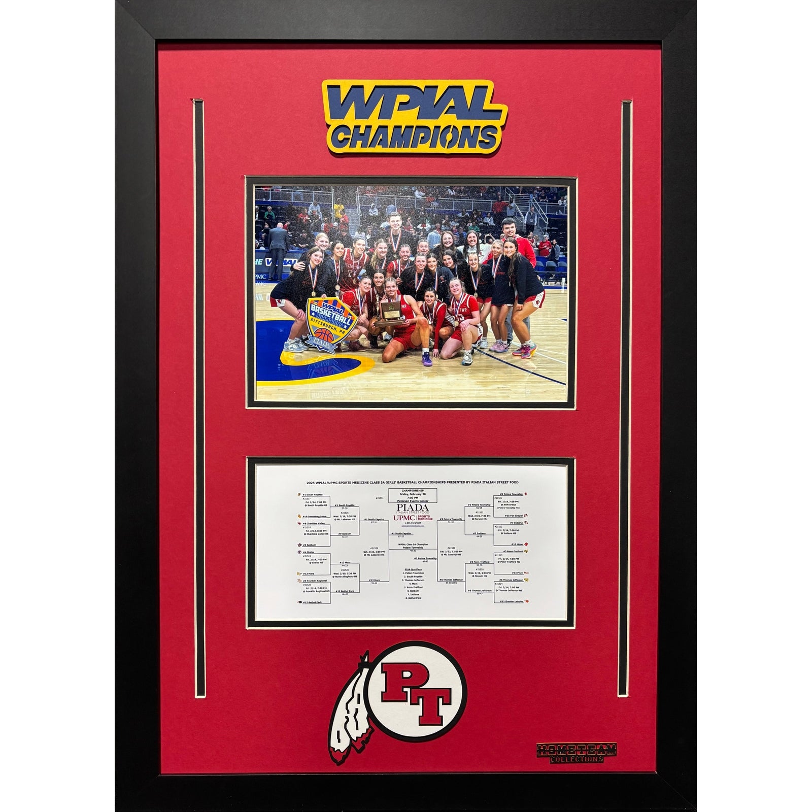 Peters Township Custom School Frame 8x10 Photo 2025 Girls Basketball WPIAL CHAMPION Bracket Team Picture_ 1