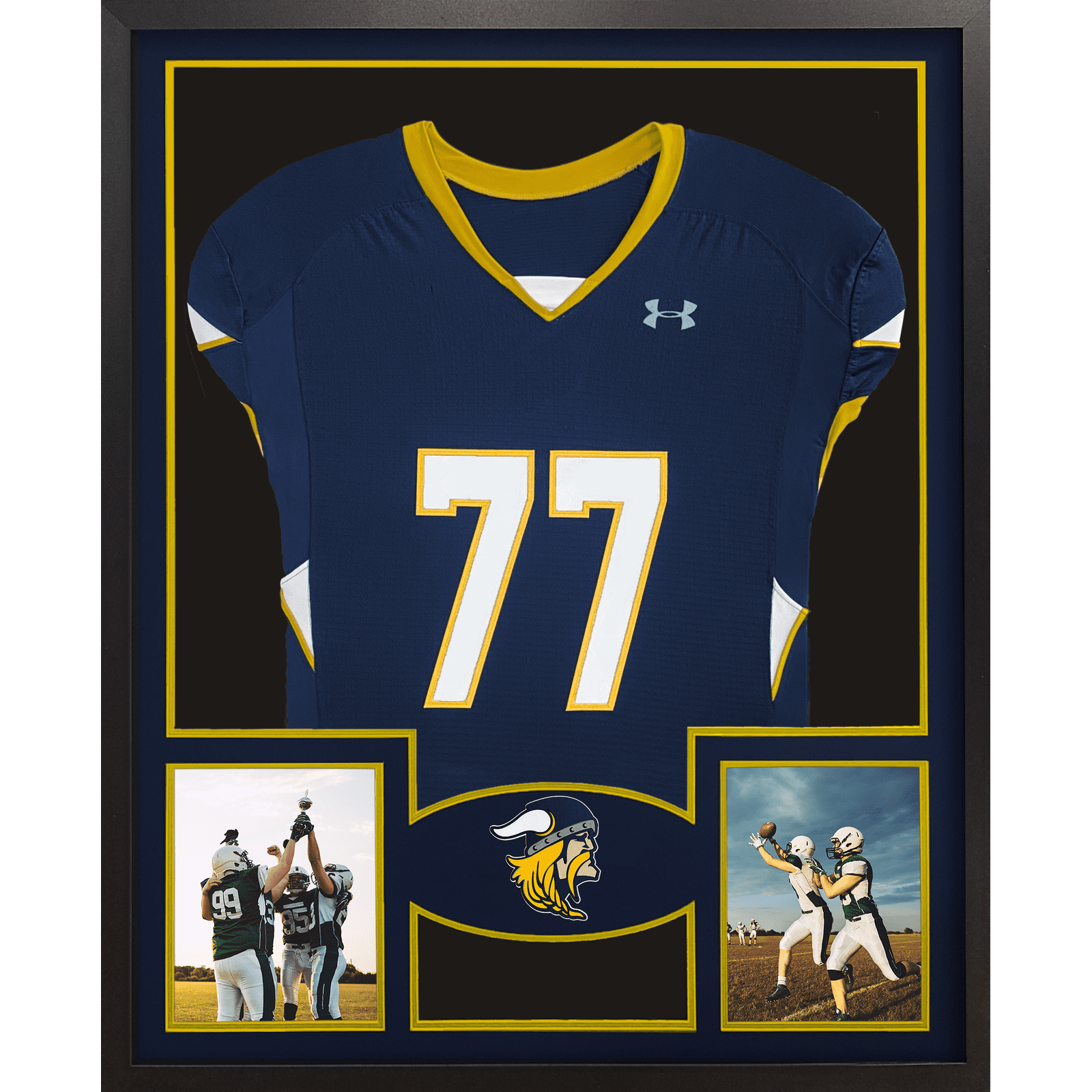 Pittsburgh Central Catholic Vikings Premier Large Framed Jersey with Dual Photo Displays_ 1