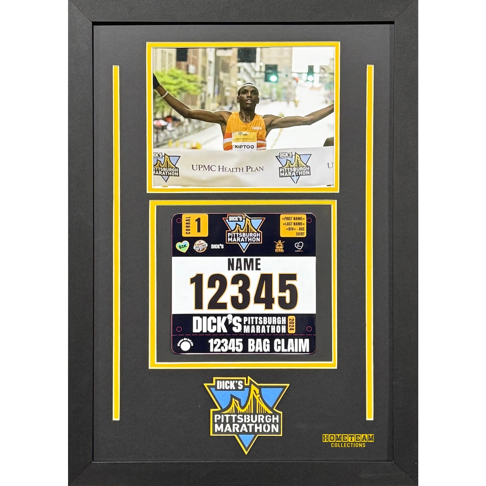 Pittsburgh Marathon Custom 8x10 Landscape & Bib Frame w Laser Logo PM9_ 1