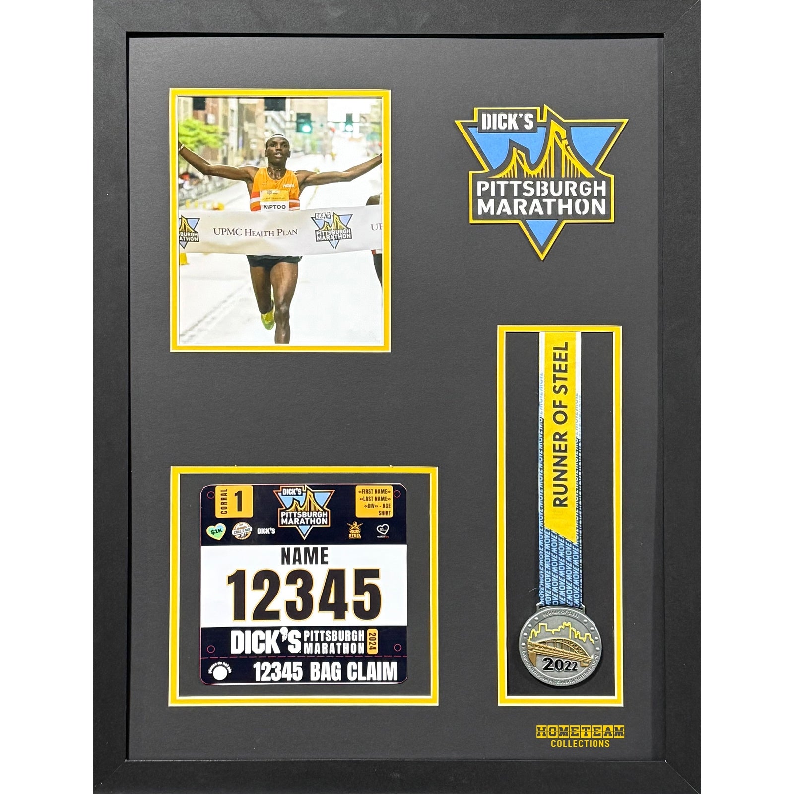 Pittsburgh Marathon Custom Portrait 8x10 Picture, Bib & Medal Frame PM11_ 1