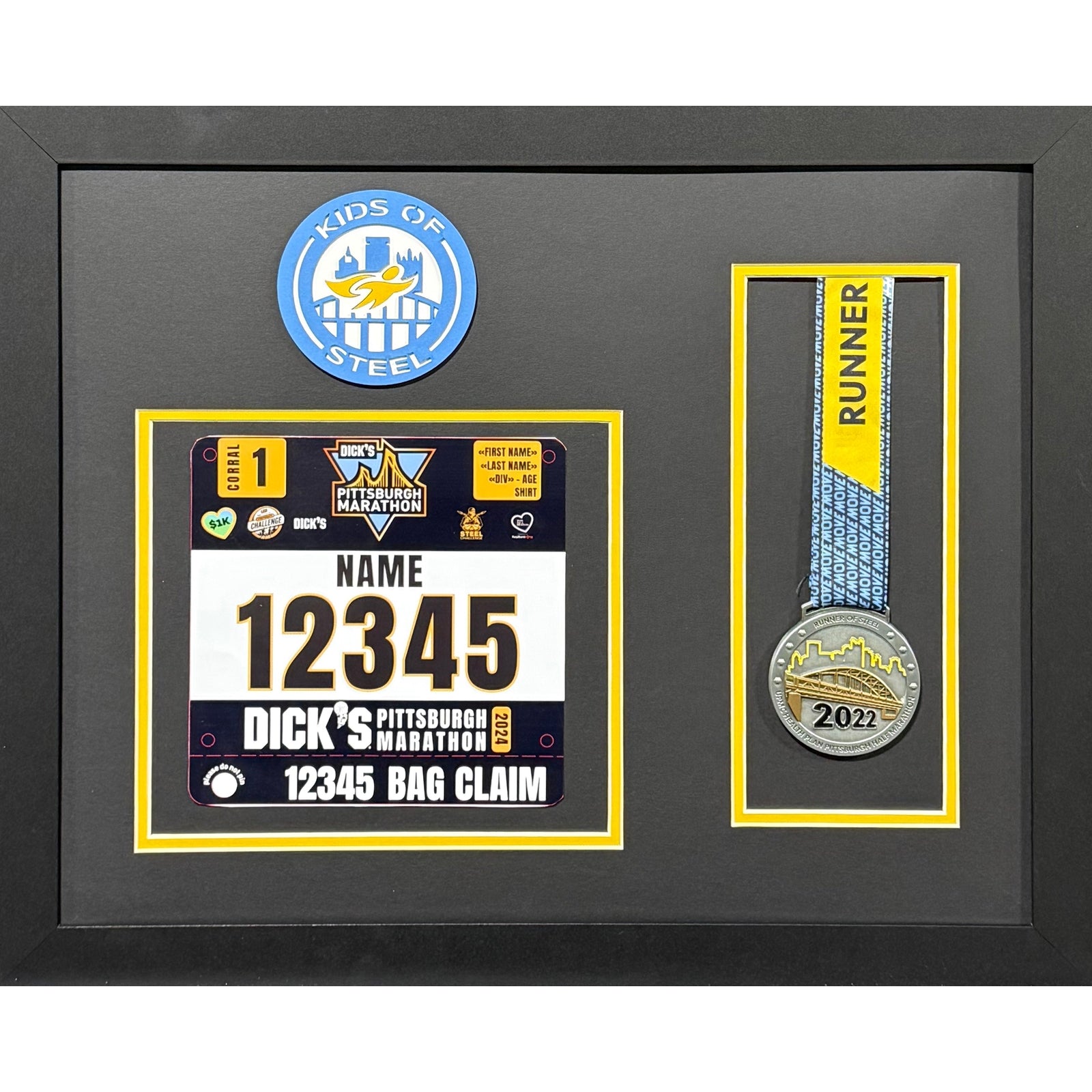 Pittsburgh Marathon Kids of Steel Custom Landscape 8x10 & Medal Frame w Laser Logo PM8_ 1