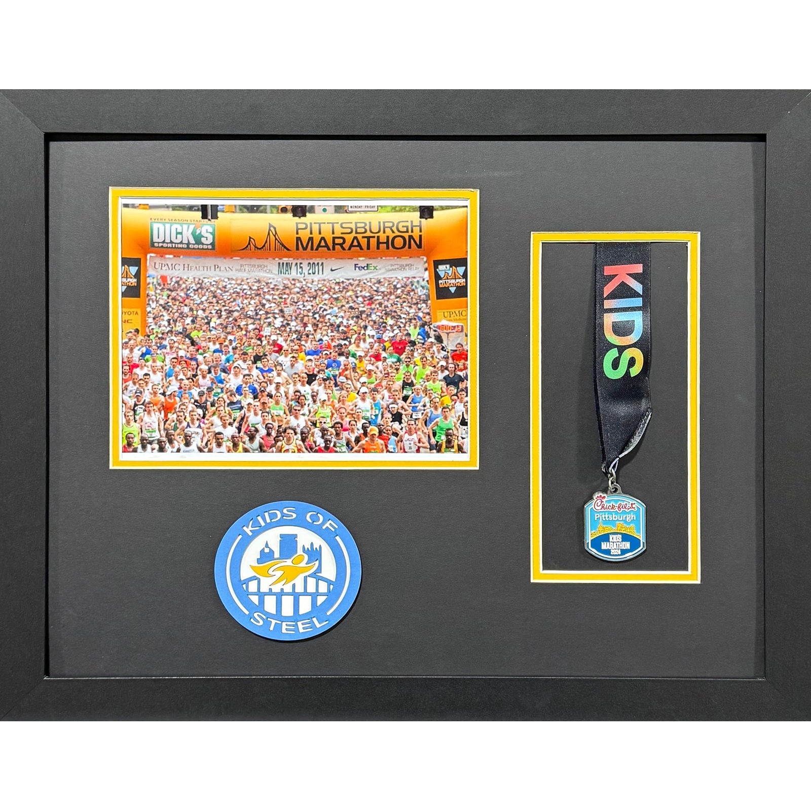 Pittsburgh Marathon Kids of Steel Custom Landscape 8x10 & Medal Frame w Laser Logo KS8_ 1