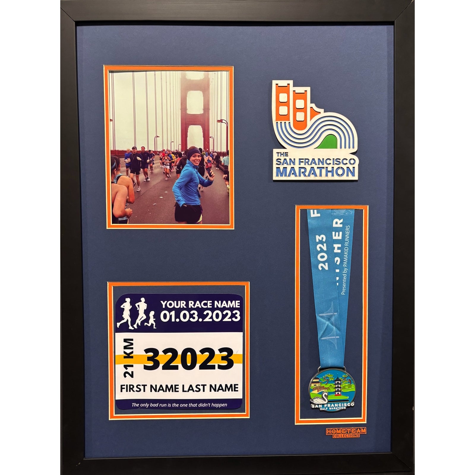 San Francisco Marathon Custom Portrait 8x10 Picture, Bib & Medal Frame PM11_ 1