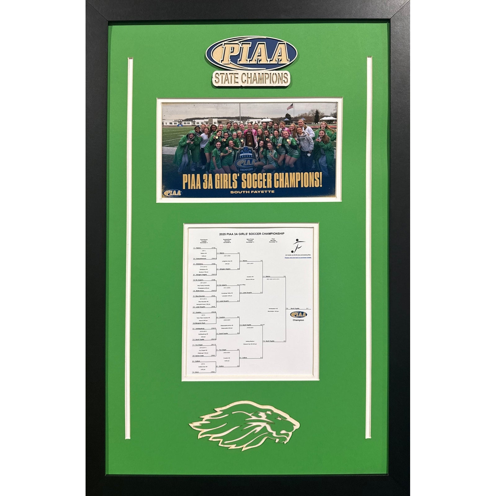 South Fayette Custom Frame 8x10 Photo 2025 3A Girls Soccer PIAA STATE CHAMPIONS Bracket Team Picture_ 1