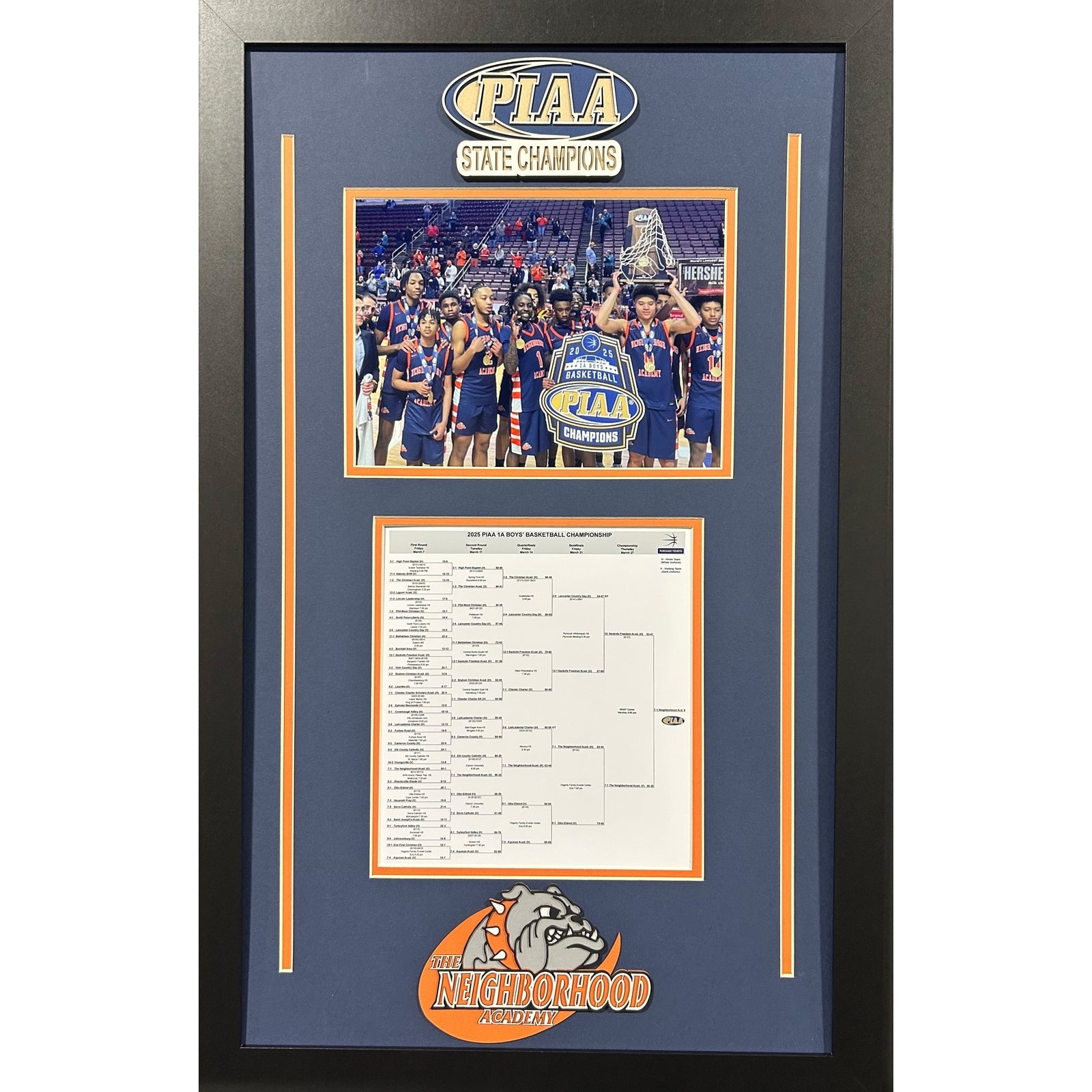 The Neighborhood Academy Custom School Frame 8x10 Photo 2025 Boys Basketball PIAA CHAMPION Bracket Team Picture_ 1