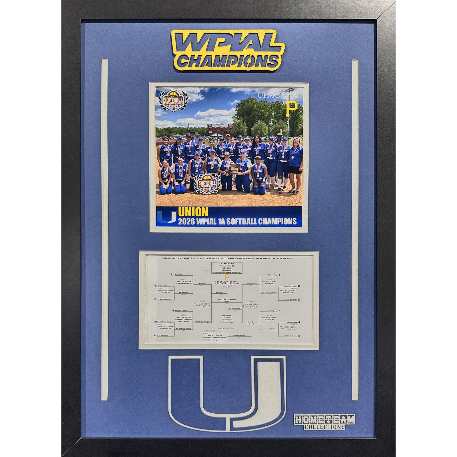 Union Area Custom Frame 8x10 Photo 2026 Girls Softball 1A WPIAL CHAMPION Bracket Team Picture_ 1