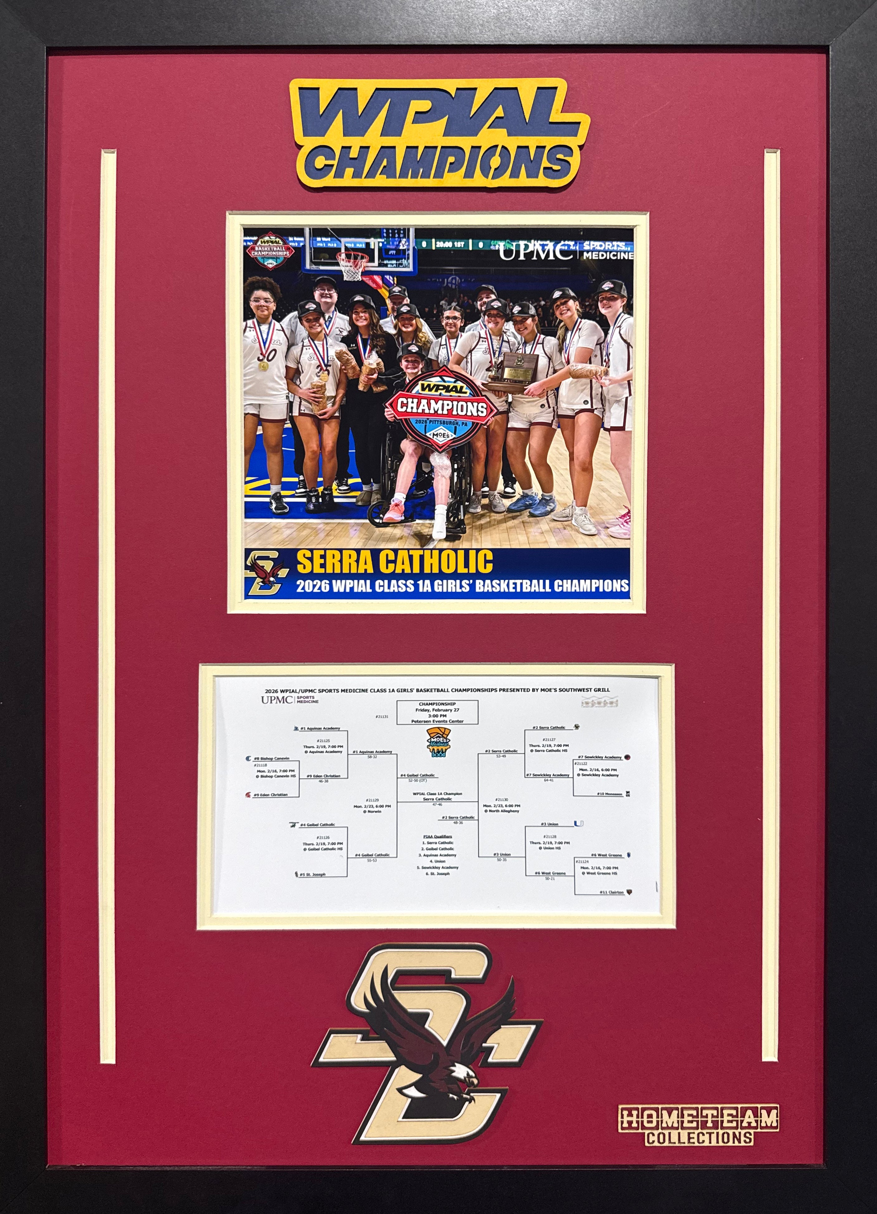 Serra Catholic Custom School Frame 8x10 Photo 2026 Girls Basketball 1A WPIAL CHAMPION Bracket Team Picture