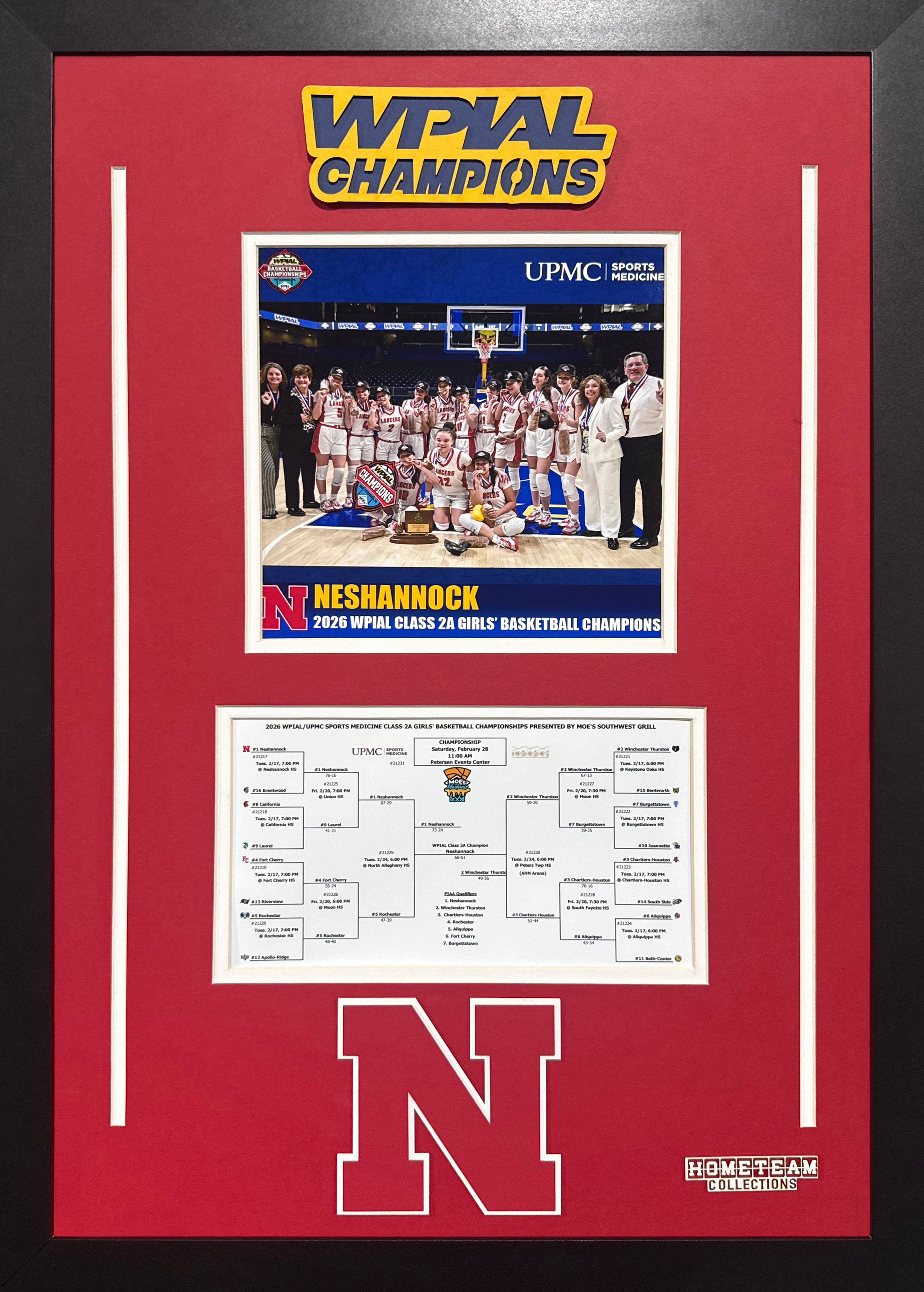 Neshannock Lancers Custom Frame 8x10 Photo 2026 Girls Basketball 2A WPIAL CHAMPION Bracket Team Picture