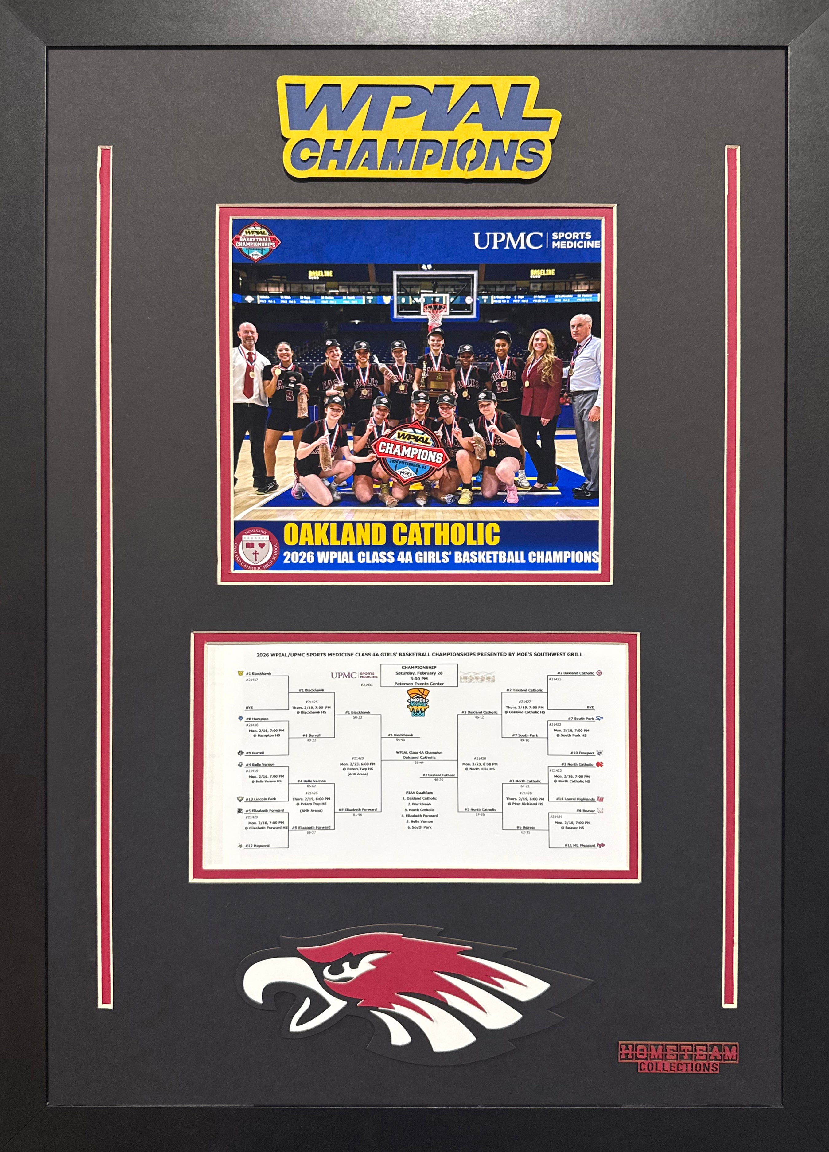 Oakland Catholic Custom School Frame 8x10 Photo 2026 Girls Basketball 4A WPIAL CHAMPION Bracket Team Picture