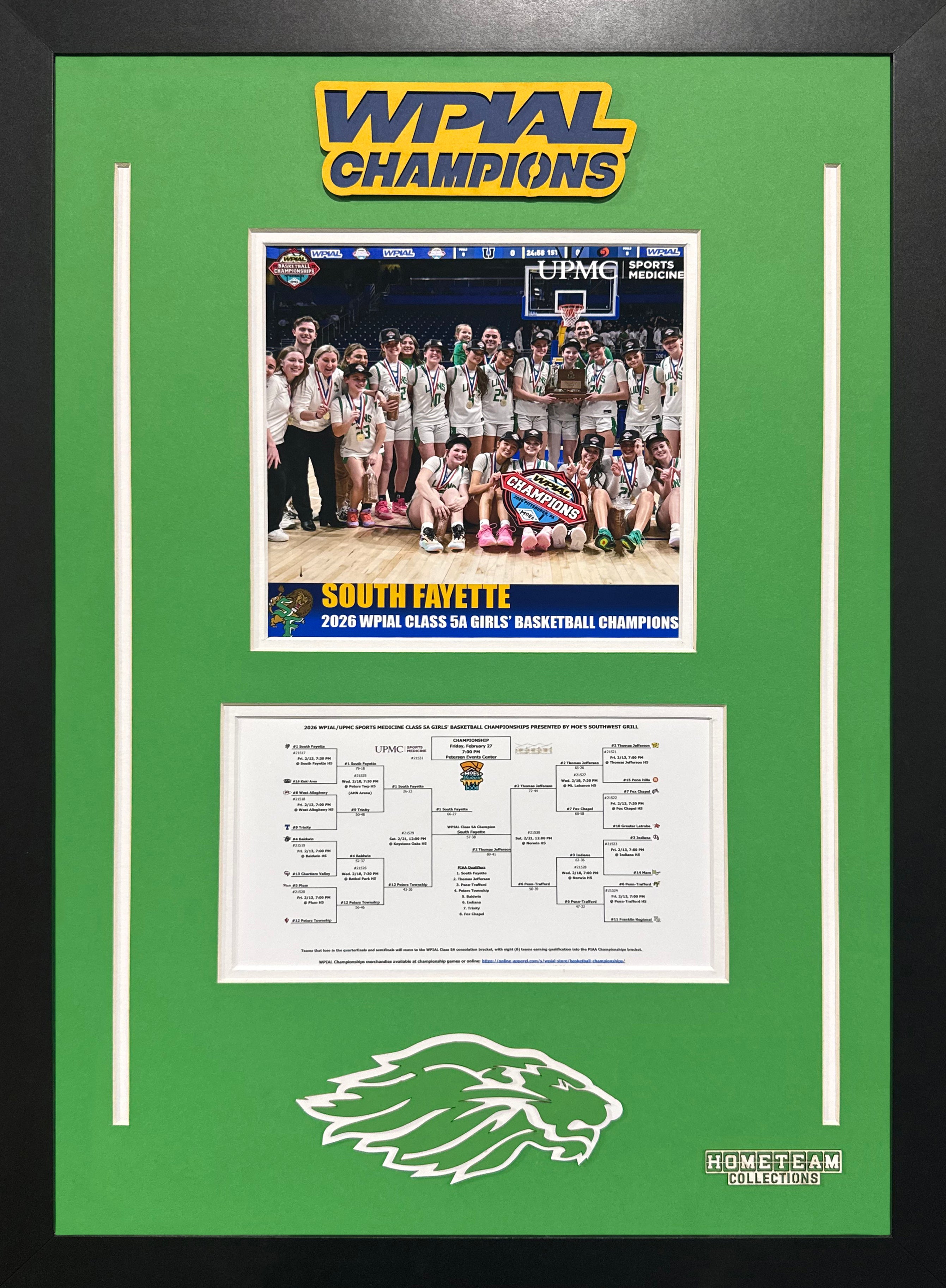 South Fayette Custom School Frame 8x10 Photo 2026 Girls Basketball 5A WPIAL CHAMPION Bracket Team Picture