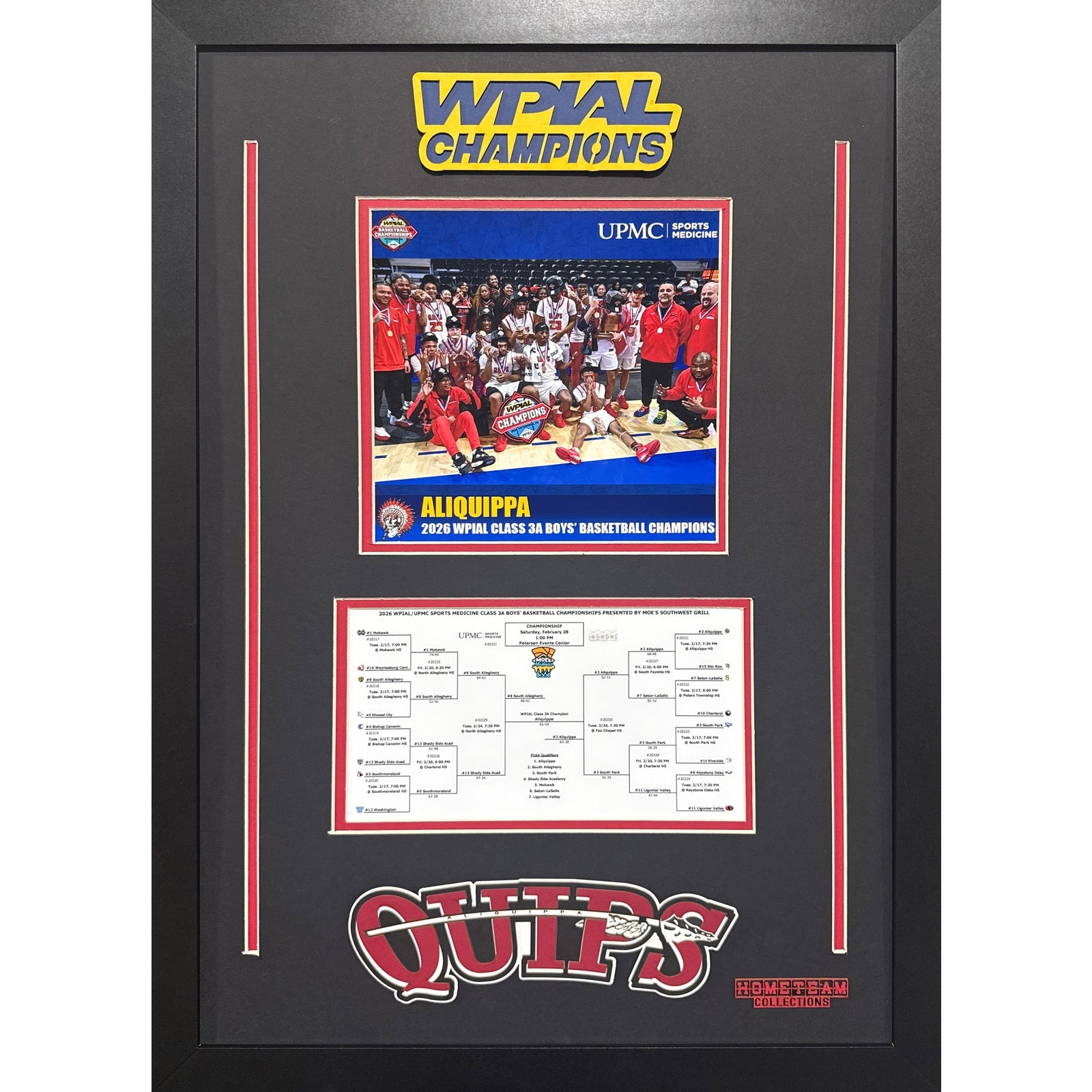 Aliquippa Quips Custom Frame 8x10 Photo 2026 Boys Basketball 3A WPIAL CHAMPION Bracket Team Picture_ 1