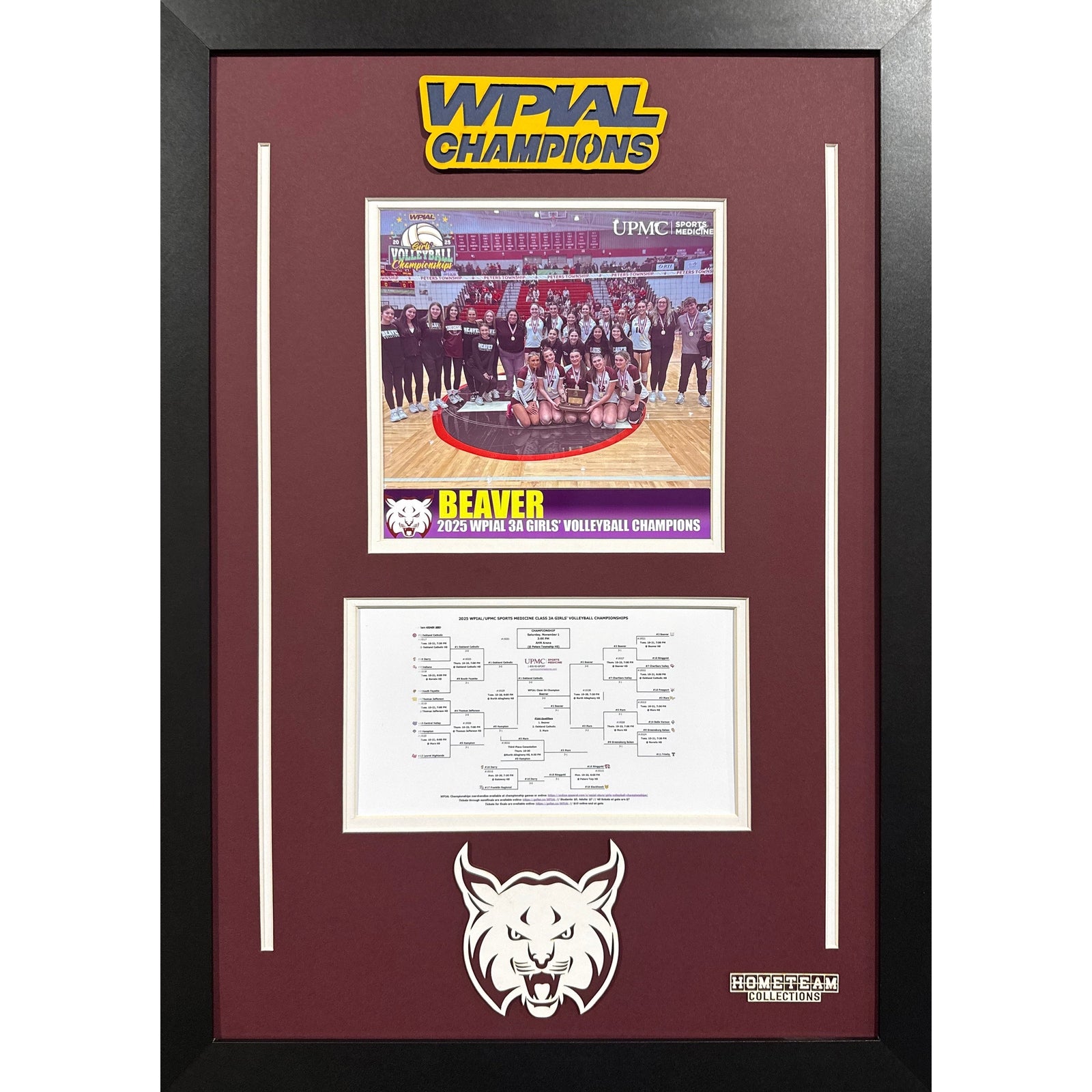 Beaver Area Bobcats Custom Frame 8x10 Photo 2025 Girls Volleyball 3A WPIAL CHAMPION Bracket Team Picture_ 1