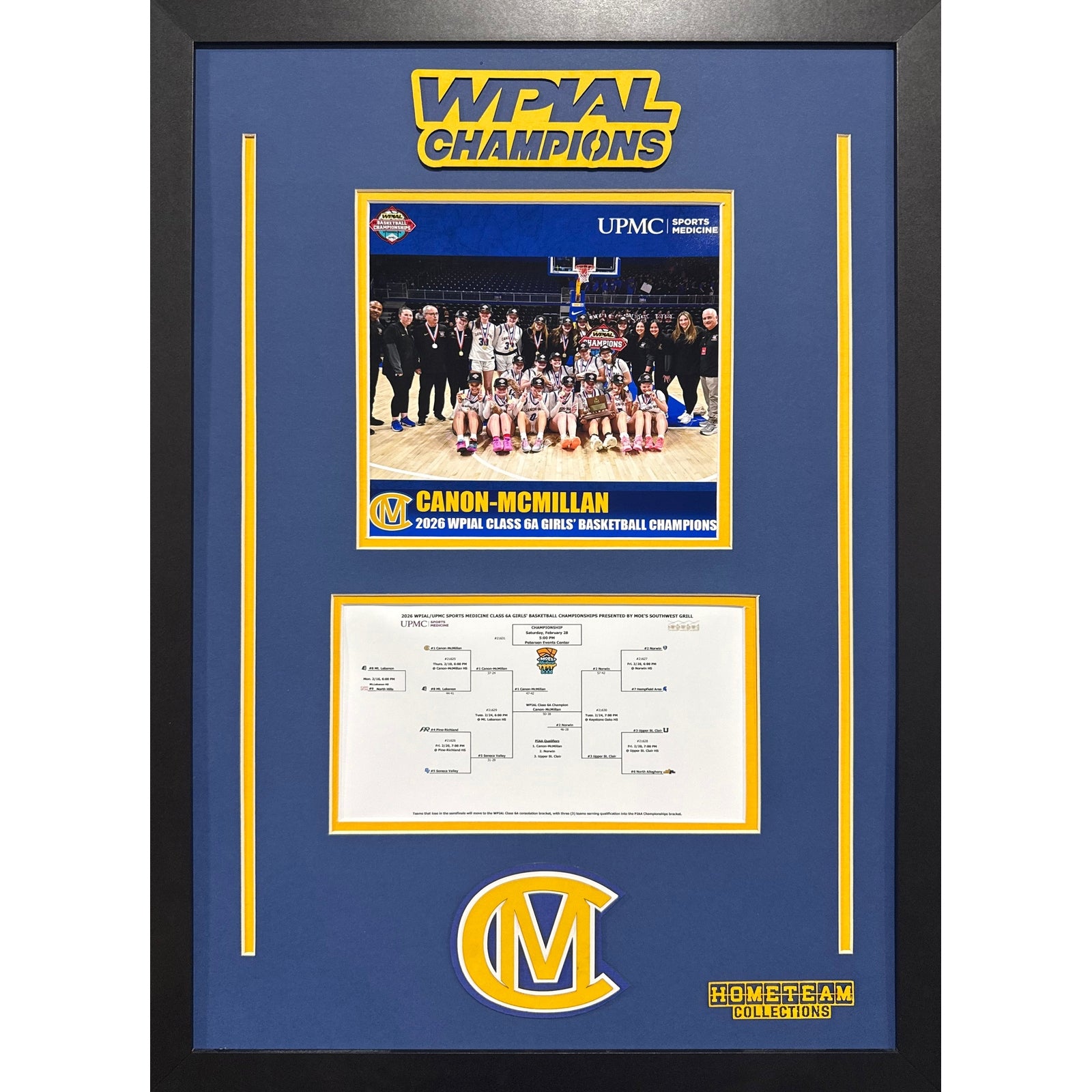 Canon-McMillan Custom School Frame 8x10 Photo 2026 Girls Basketball 5A WPIAL CHAMPION Bracket Team Picture_ 1