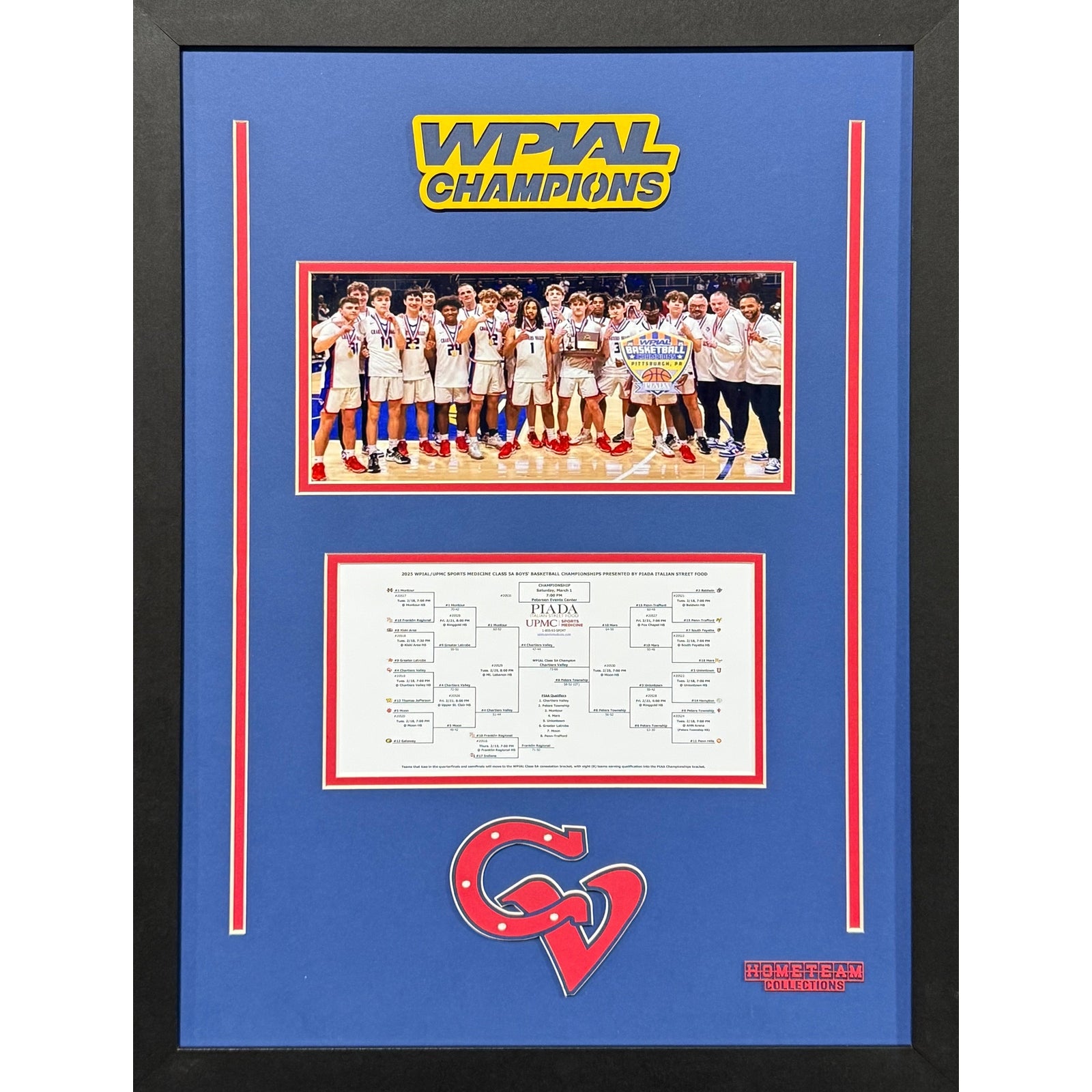 Chartiers Valley Colts Custom School Frame 8x10 Photo 2025 Boys Basketball WPIAL CHAMPION Bracket Team Picture_ 1