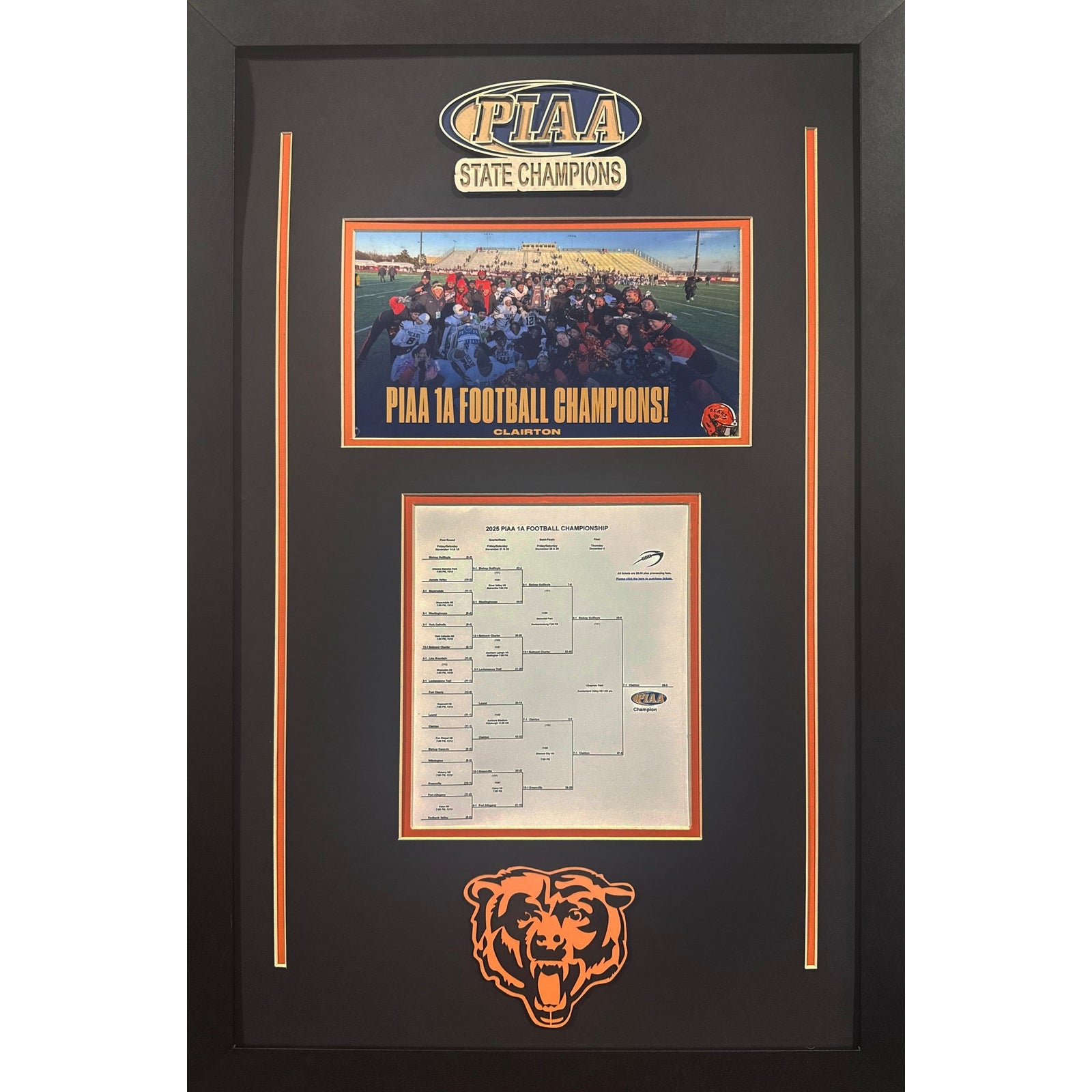 Clairton Bears Custom Frame 8x10 Photo 2025 1A Football PIAA STATE CHAMPIONS Bracket Team Picture_ 1