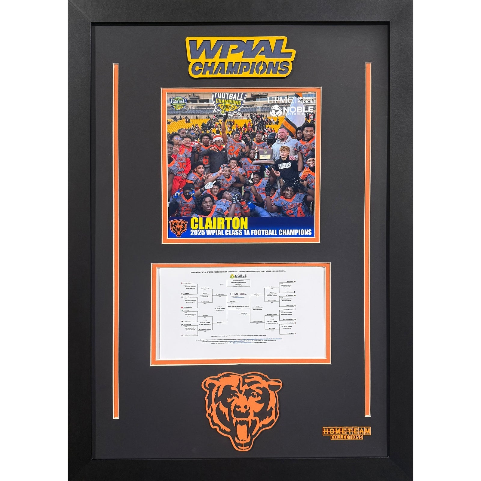 Clairton Bears Custom Frame 8x10 Photo 2025 Football 1A WPIAL CHAMPION Bracket Team Picture_ 1