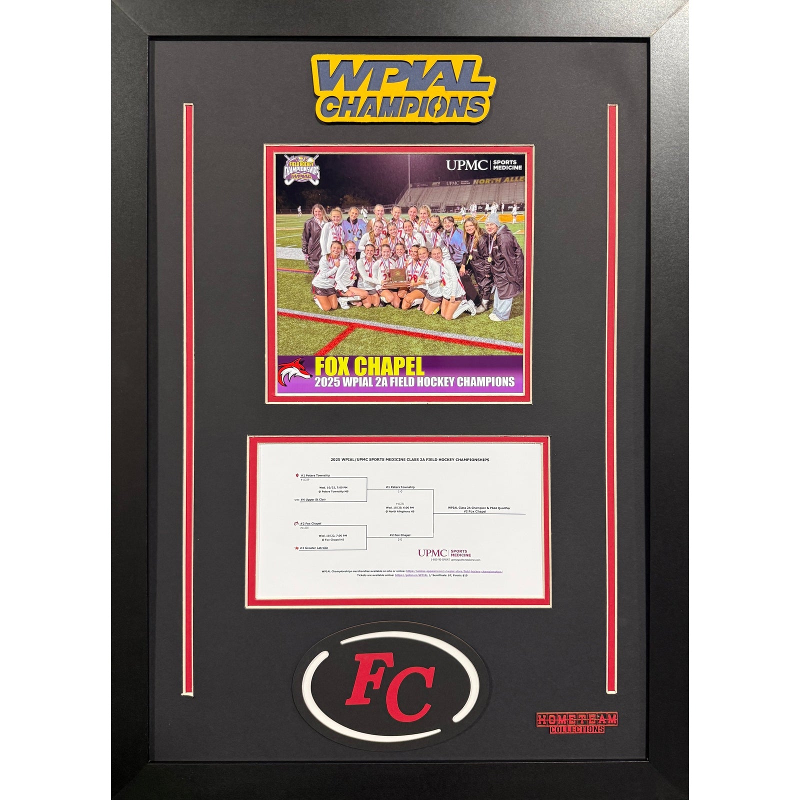 Fox Chapel Custom Frame 8x10 Photo 2025 Girls Field Hockey 2A WPIAL CHAMPION Bracket Team Picture_ 1