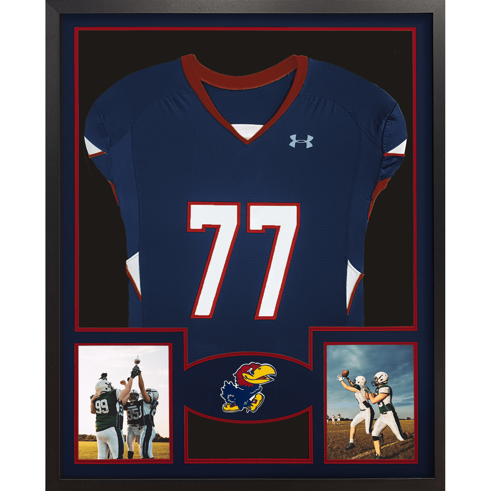 Jeannette Jayhawks Premier Large Framed Jersey with Dual Photo Displays_ 1