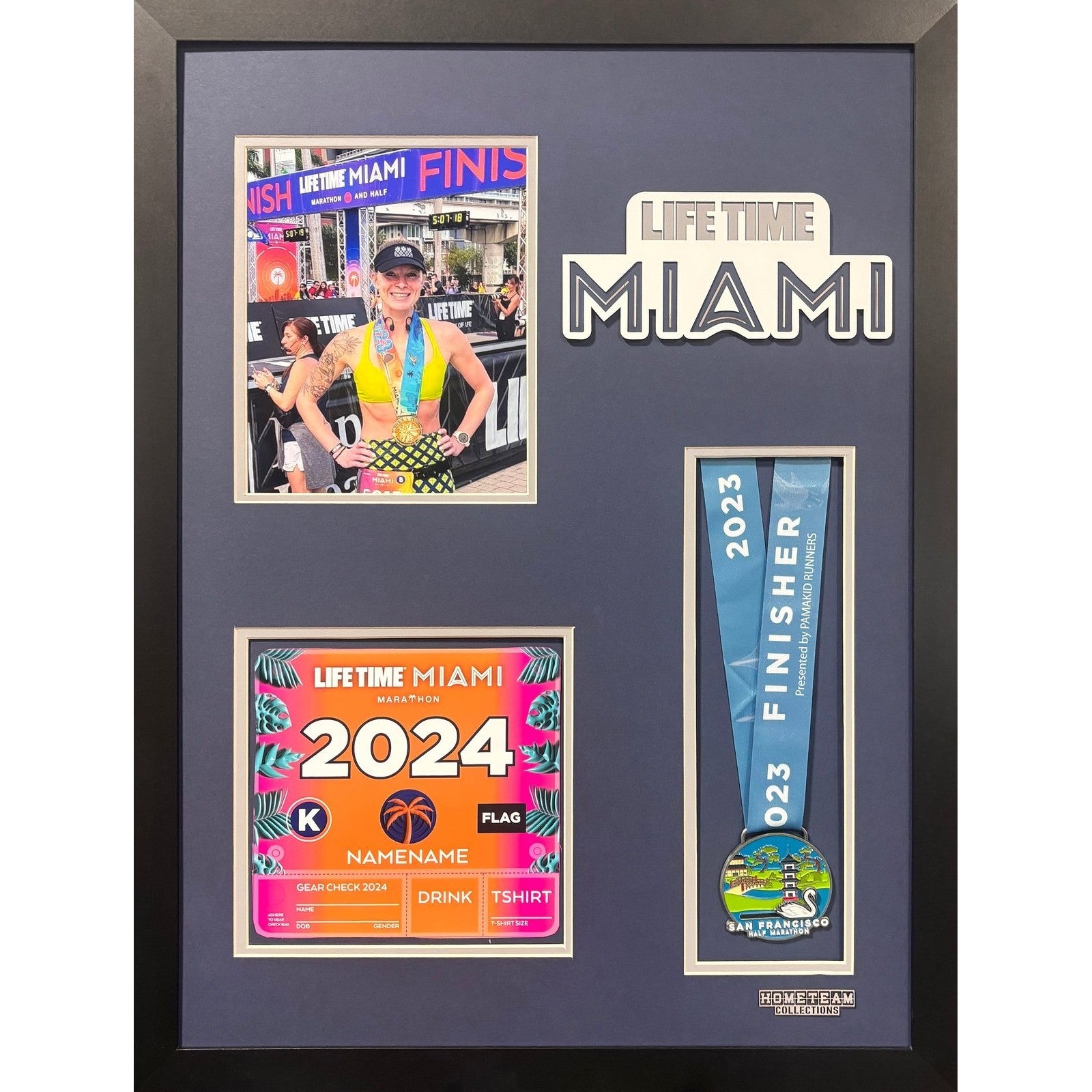 Miami Marathon Custom Portrait 8x10 Picture, Bib & Medal Frame PM11_ 1