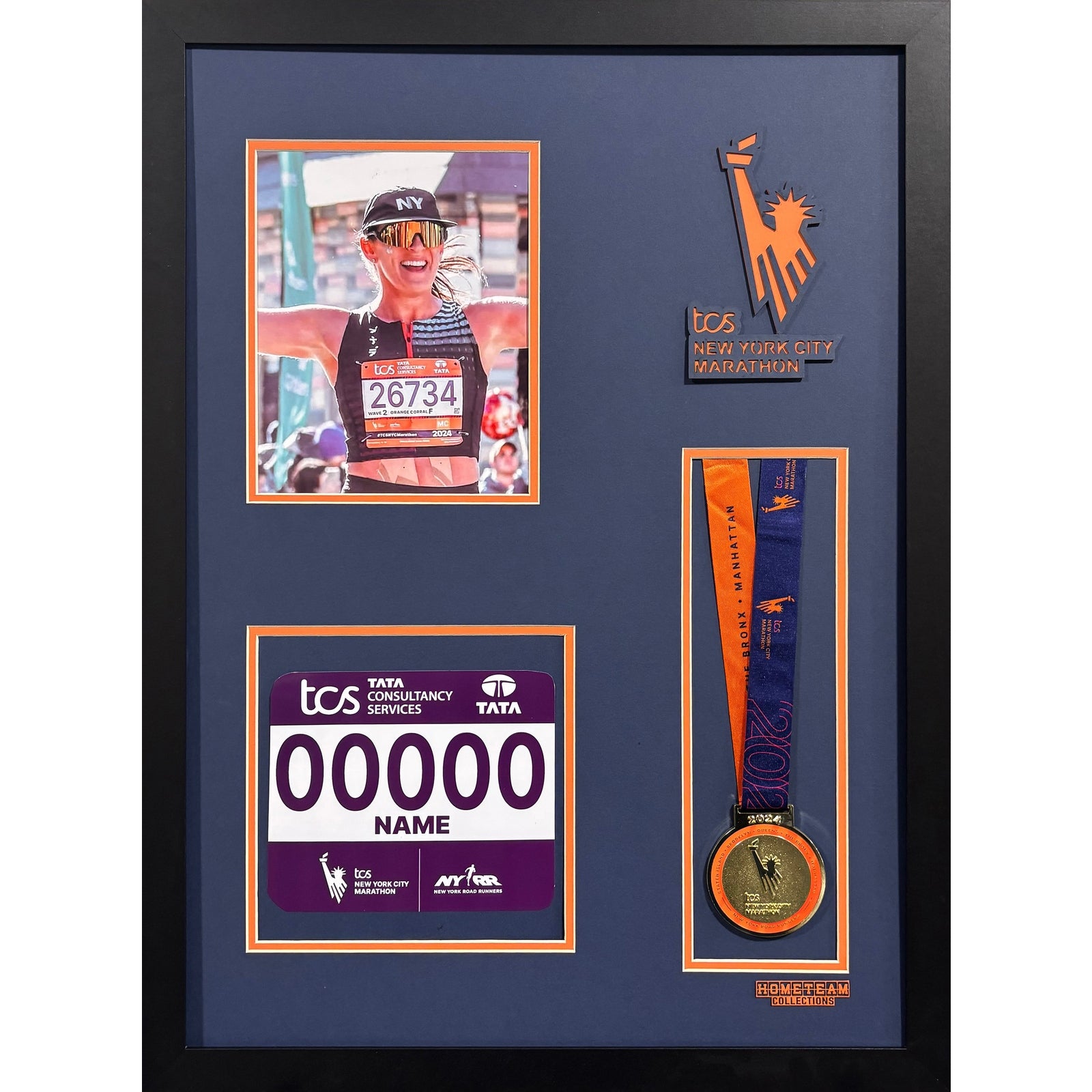NYC Marathon Custom Portrait 8x10 Picture, Bib & Medal Frame PM11_ 1