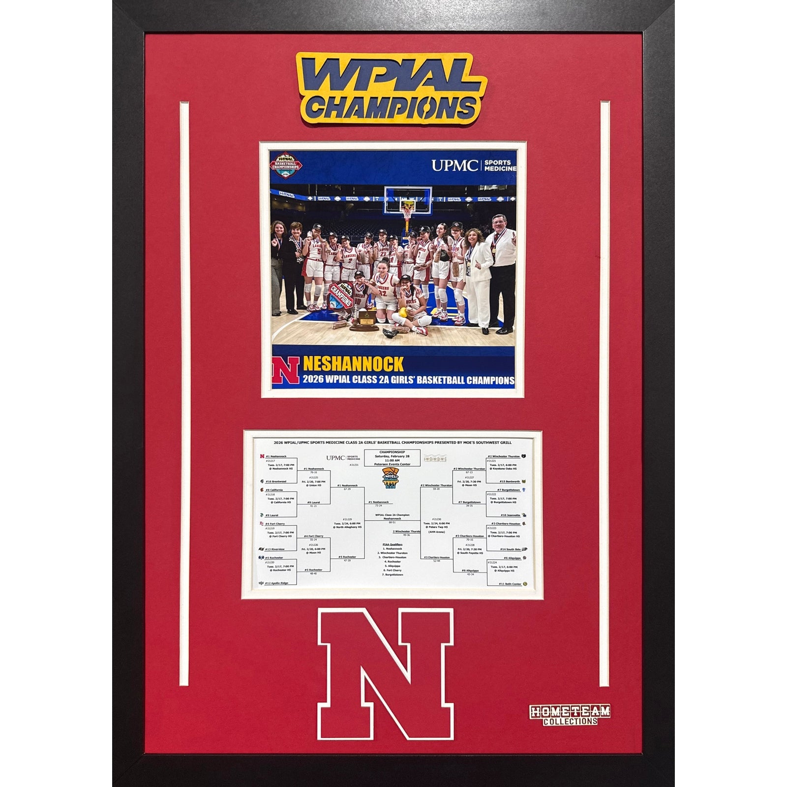 Neshannock Lancers Custom Frame 8x10 Photo 2026 Girls Basketball 2A WPIAL CHAMPION Bracket Team Picture_ 1