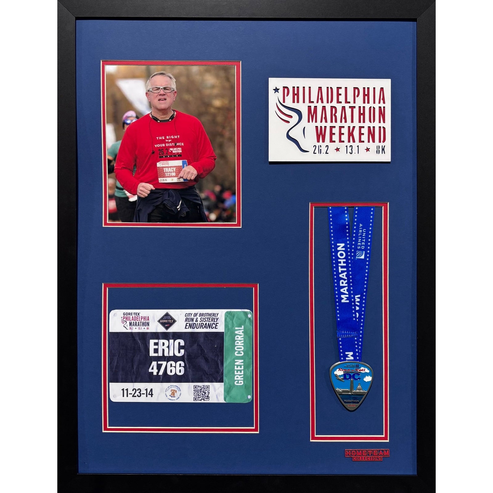 Philadelphia Philly Marathon Custom Portrait 8x10 Picture, Bib & Medal Frame PM11_ 1